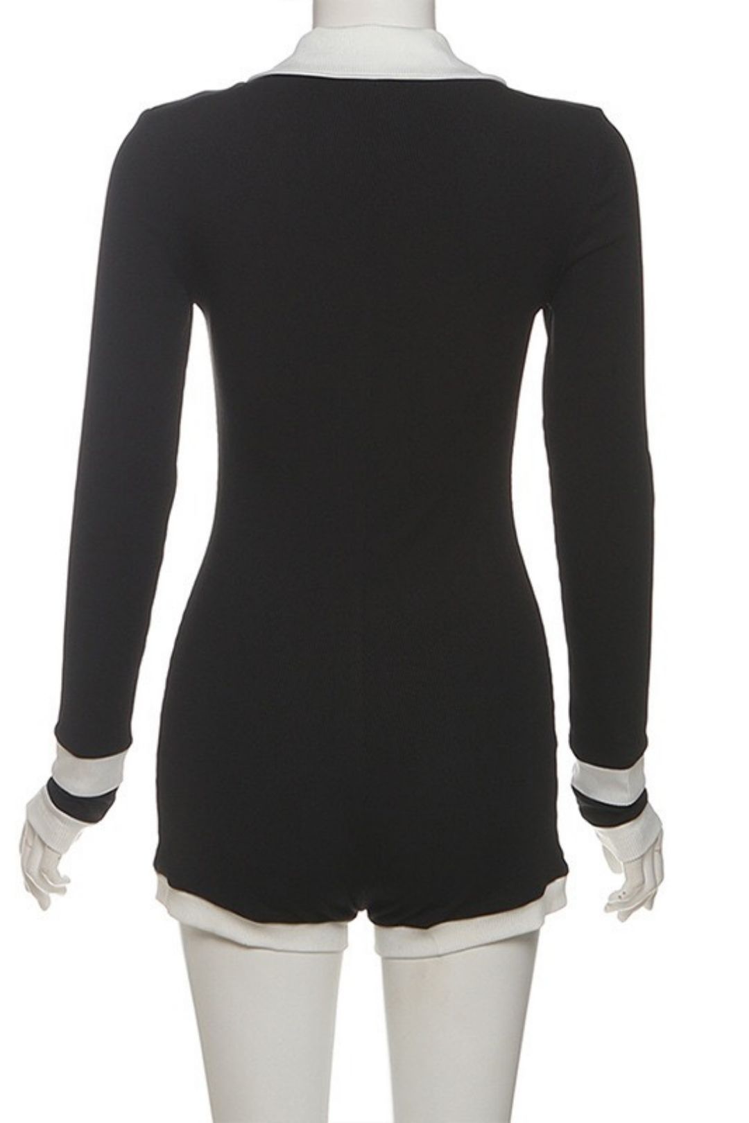 Lapel Button Slim High Waist Long Sleeve Jumpsuit