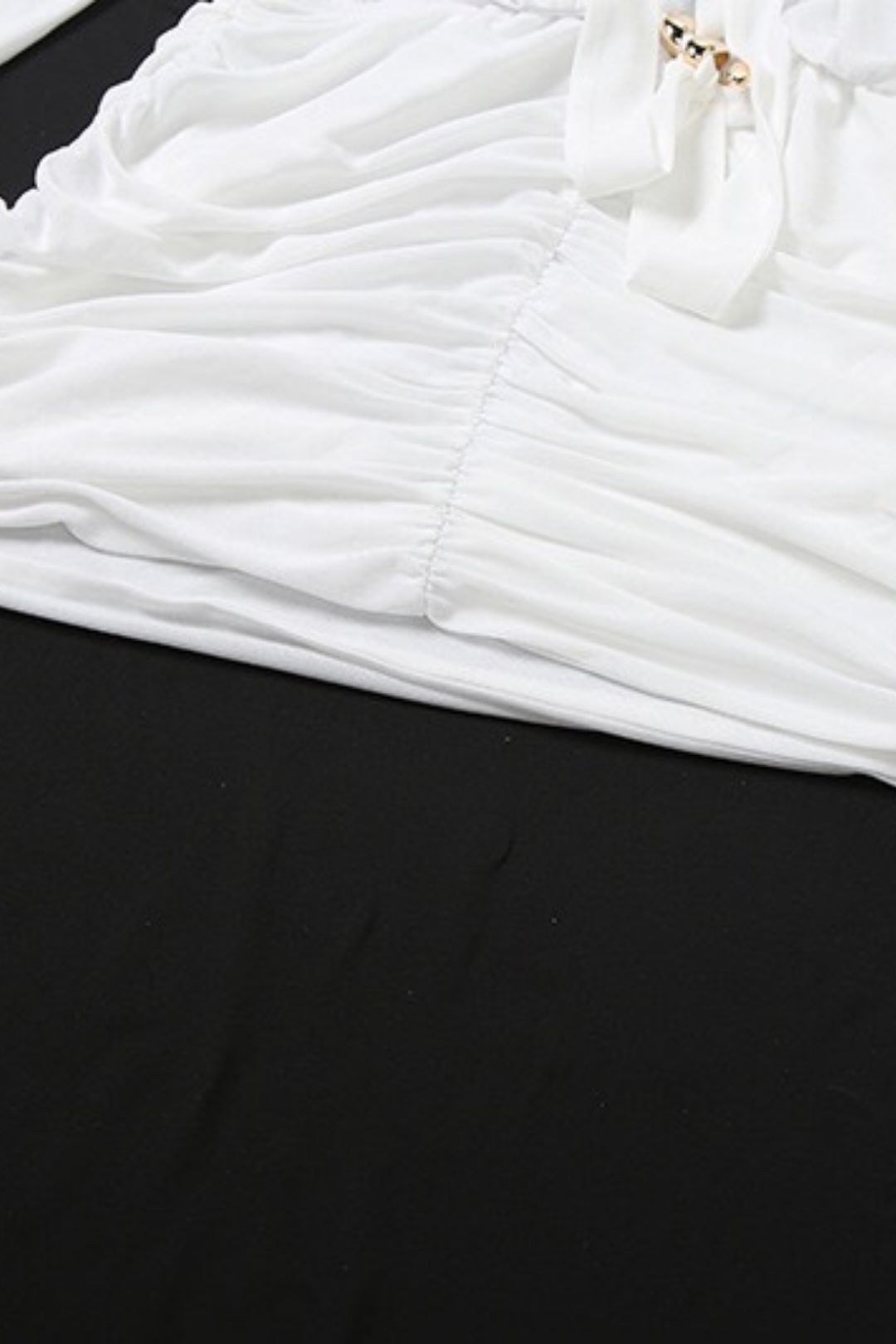 Sexy Deep V Neck Pleated Hip Long Sleeve Shirt Dress