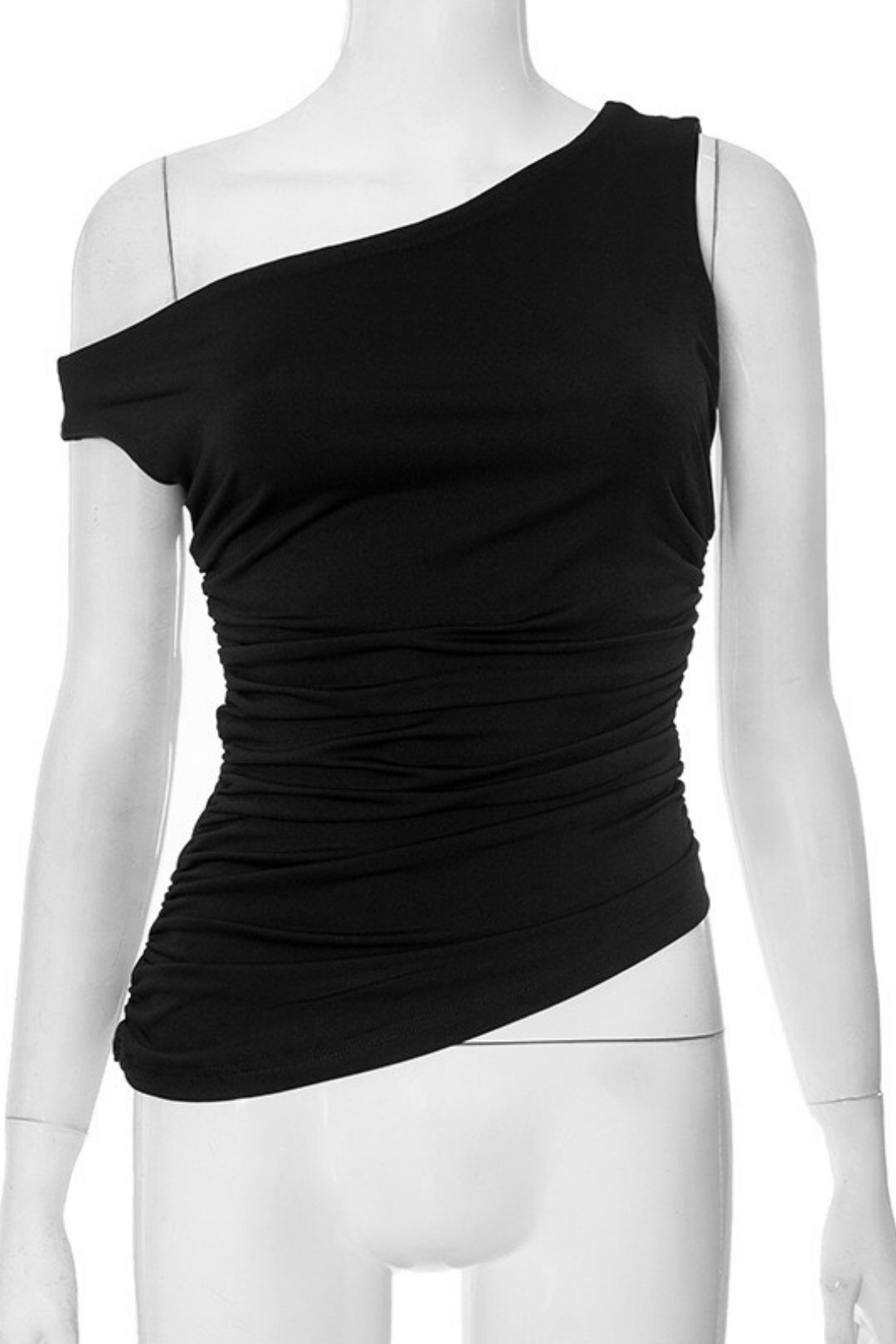 Diagonal Off-shoulder Hollow Pleated Pant Set