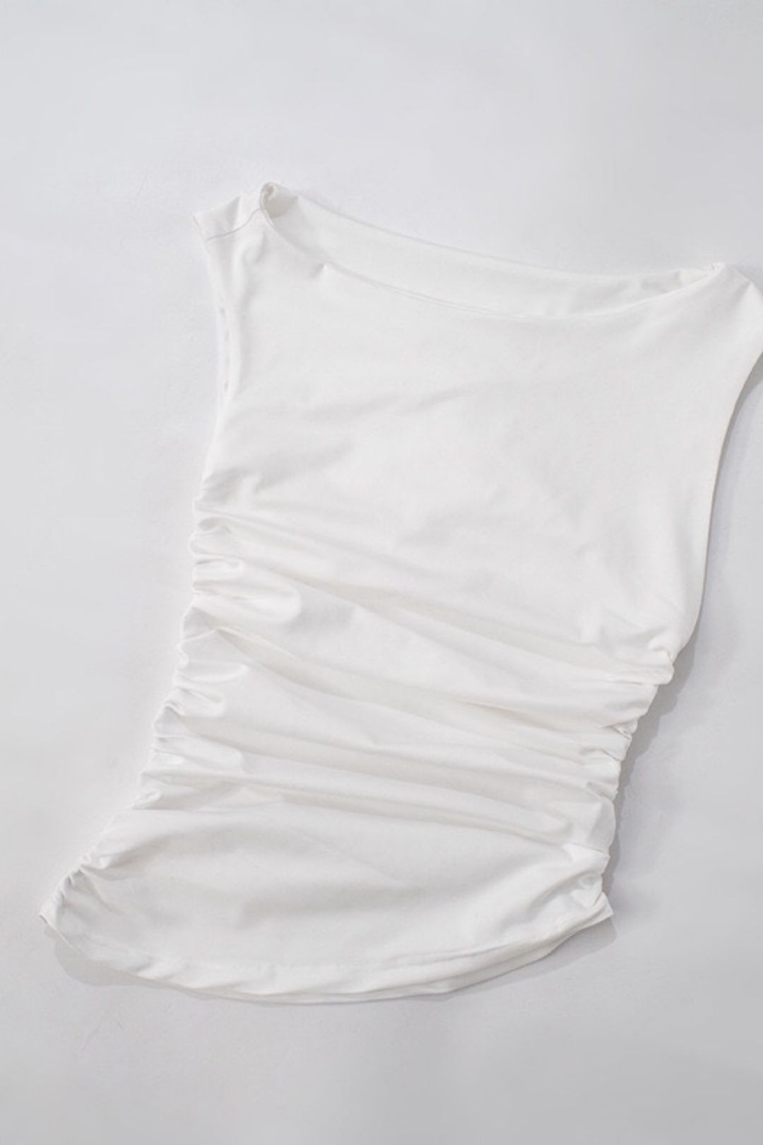 Diagonal Off-shoulder Hollow Pleated Pant Set