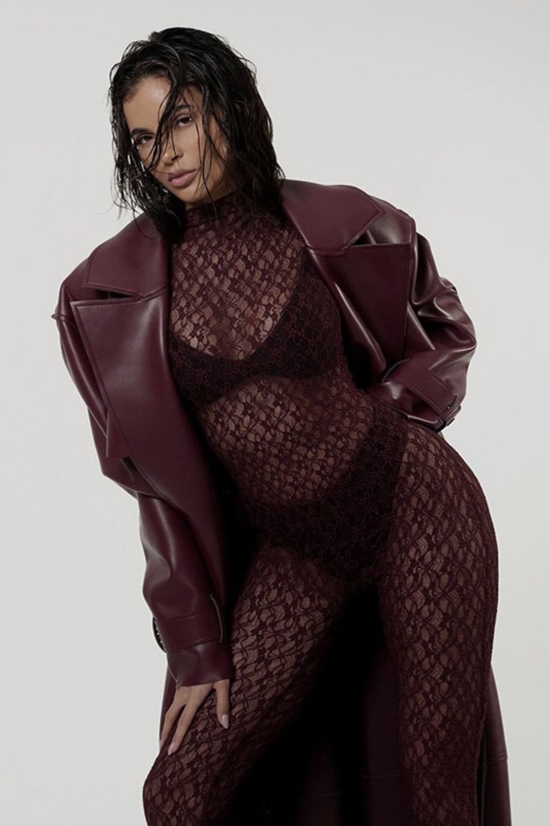 Sexy Hollow Perspective Fishnet Stockings Zipper Jumpsuit