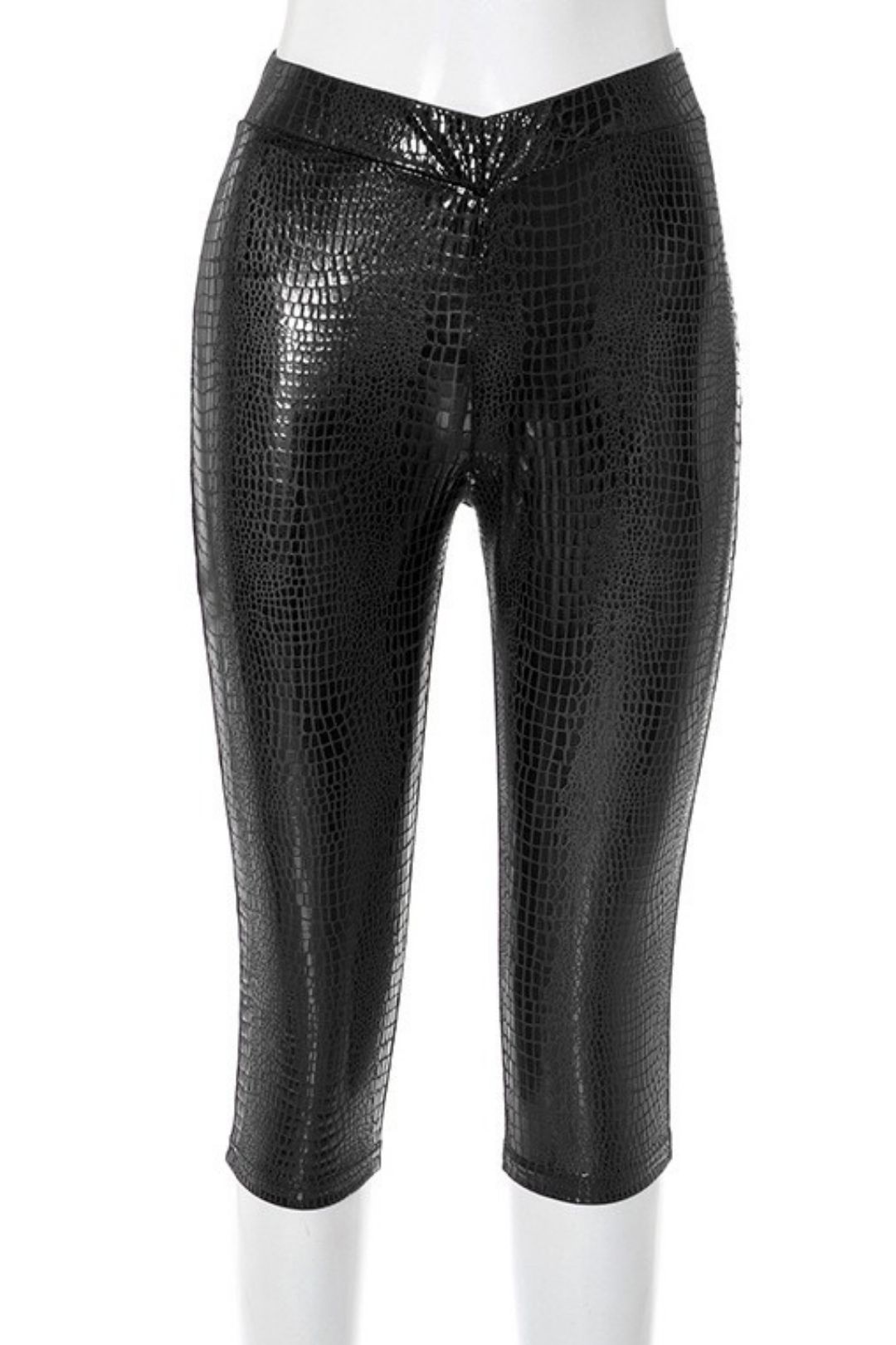 Shiny Cross Elastic High Waist Seven-point Casual Pants