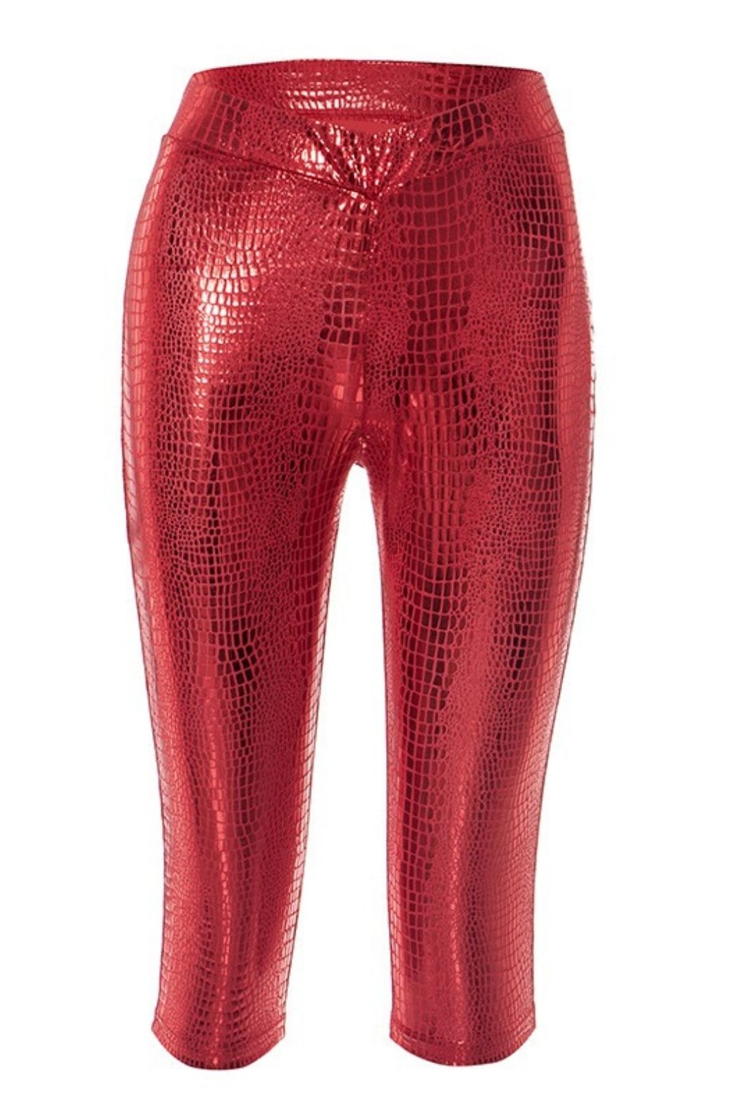 Shiny Cross Elastic High Waist Seven-point Casual Pants