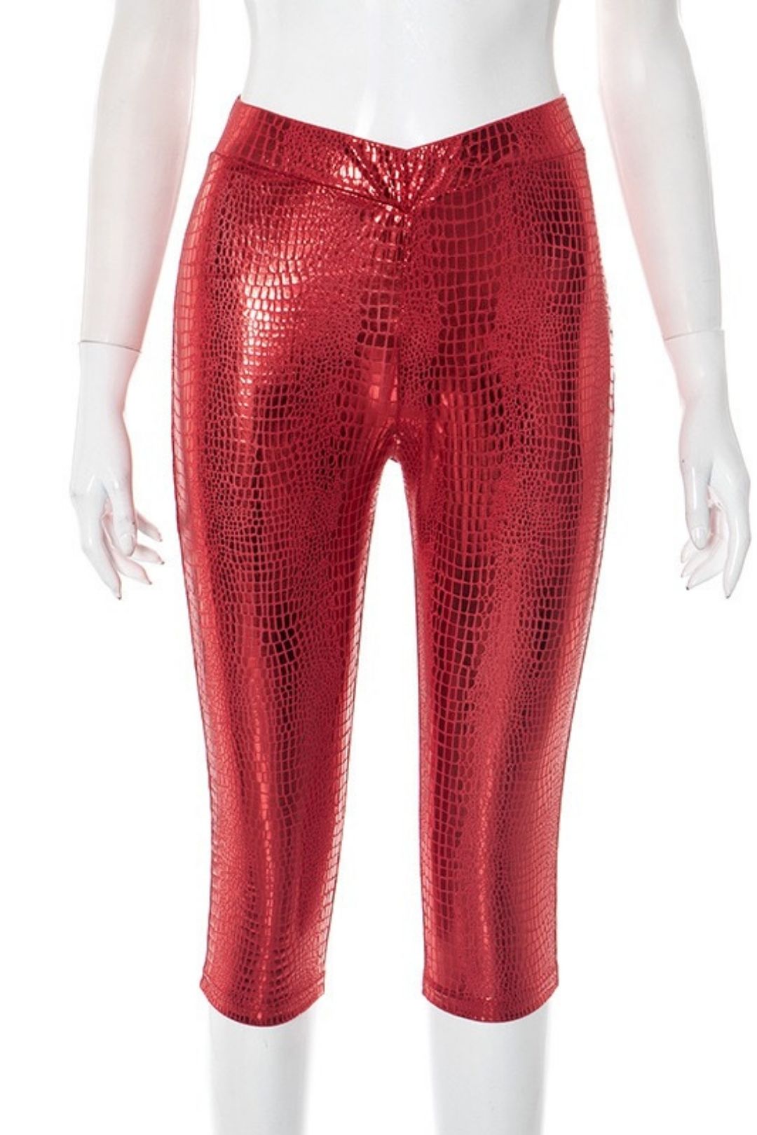 Shiny Cross Elastic High Waist Seven-point Casual Pants