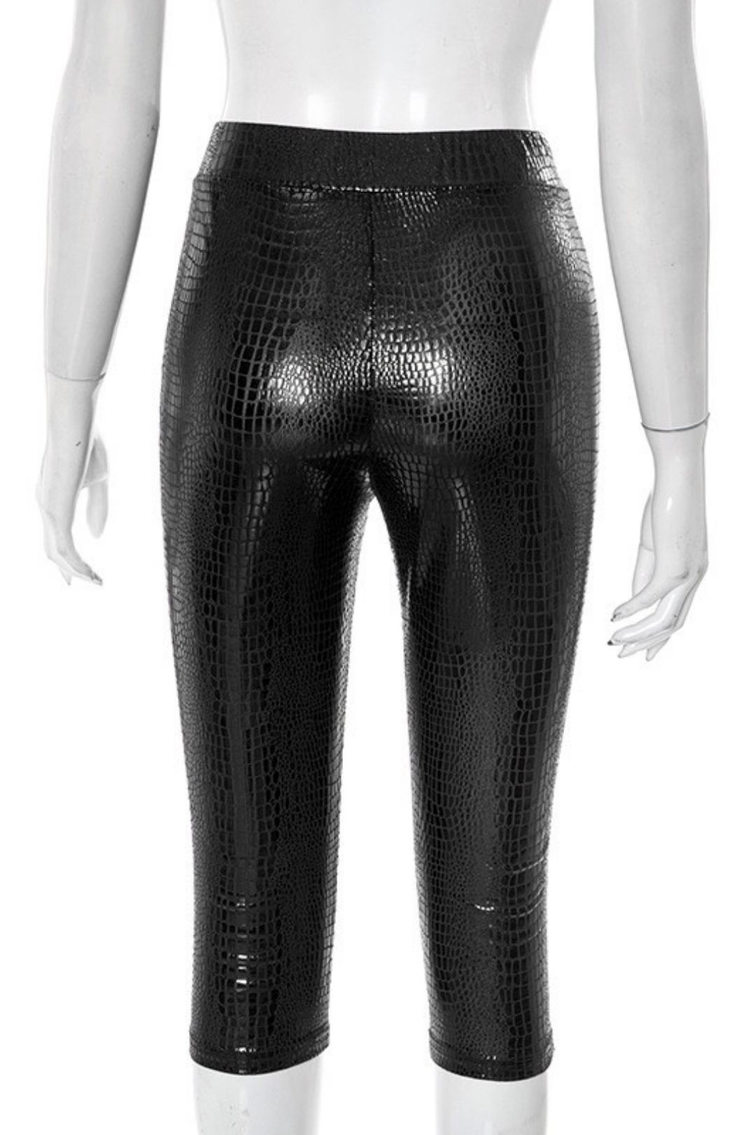 Shiny Cross Elastic High Waist Seven-point Casual Pants