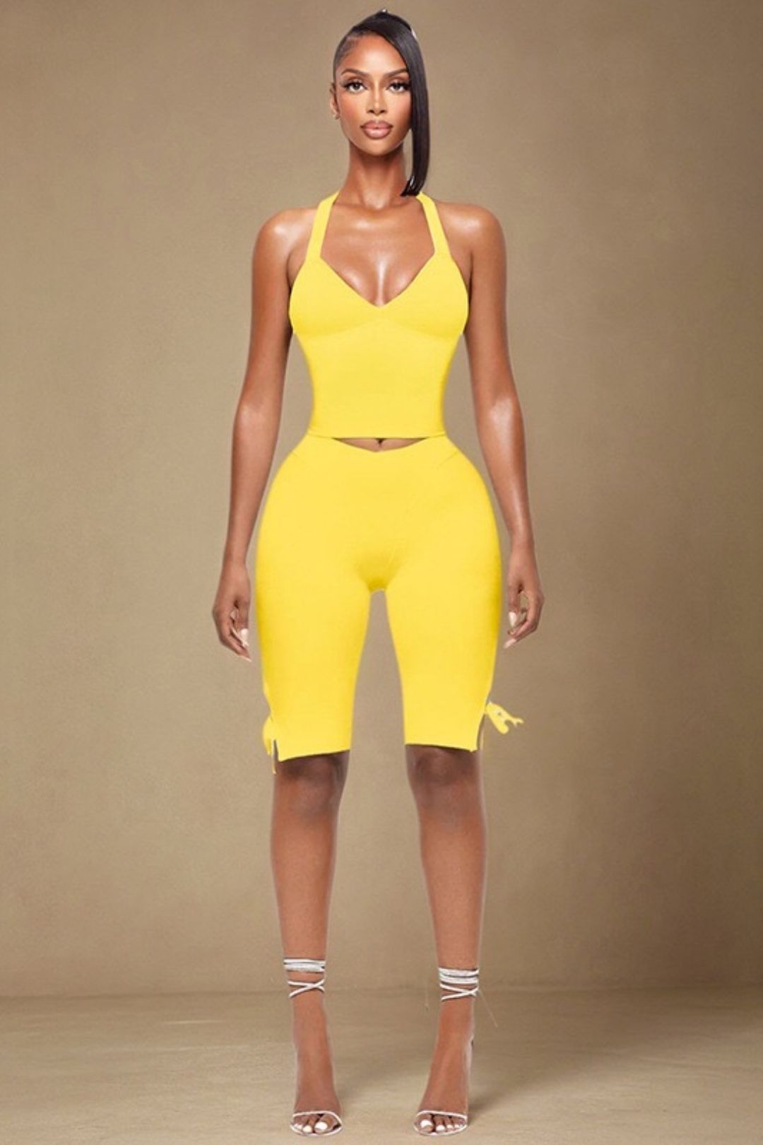 Halter Neck Tie Tube Top Backless Bow Trouser Set