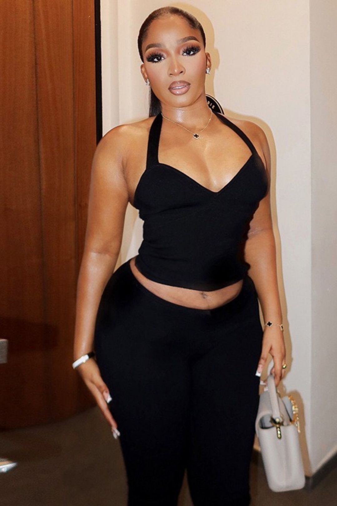 Halter Neck Tie Tube Top Backless Bow Trouser Set