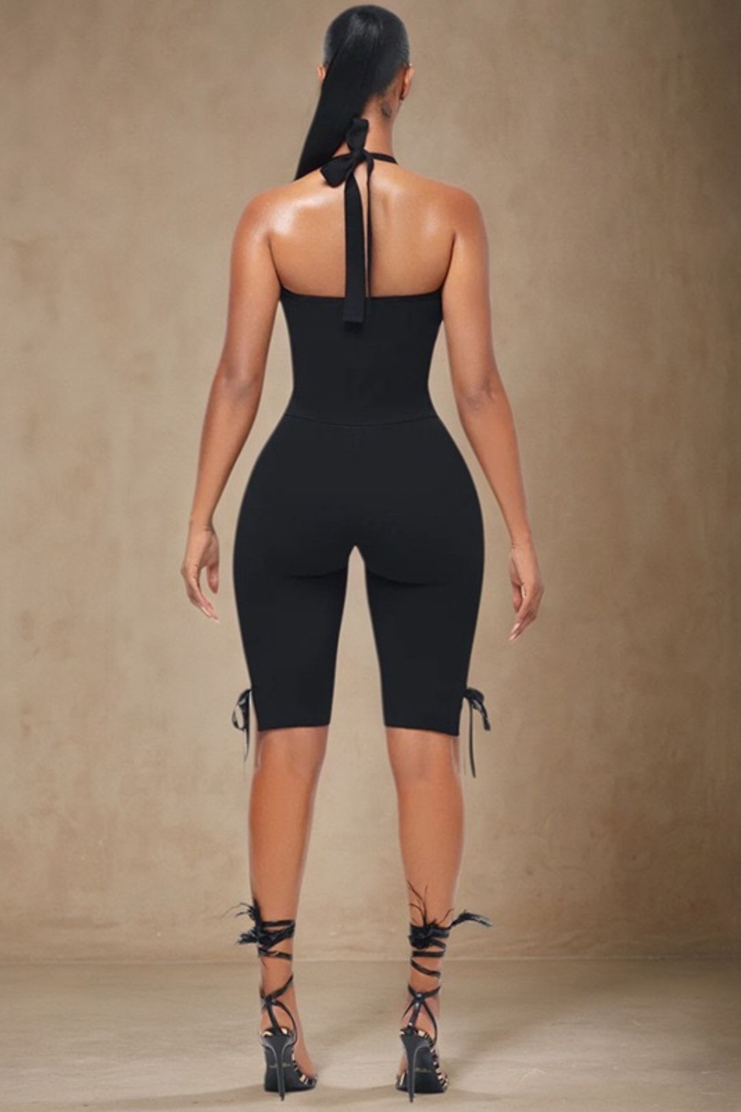 Halter Neck Tie Tube Top Backless Bow Trouser Set