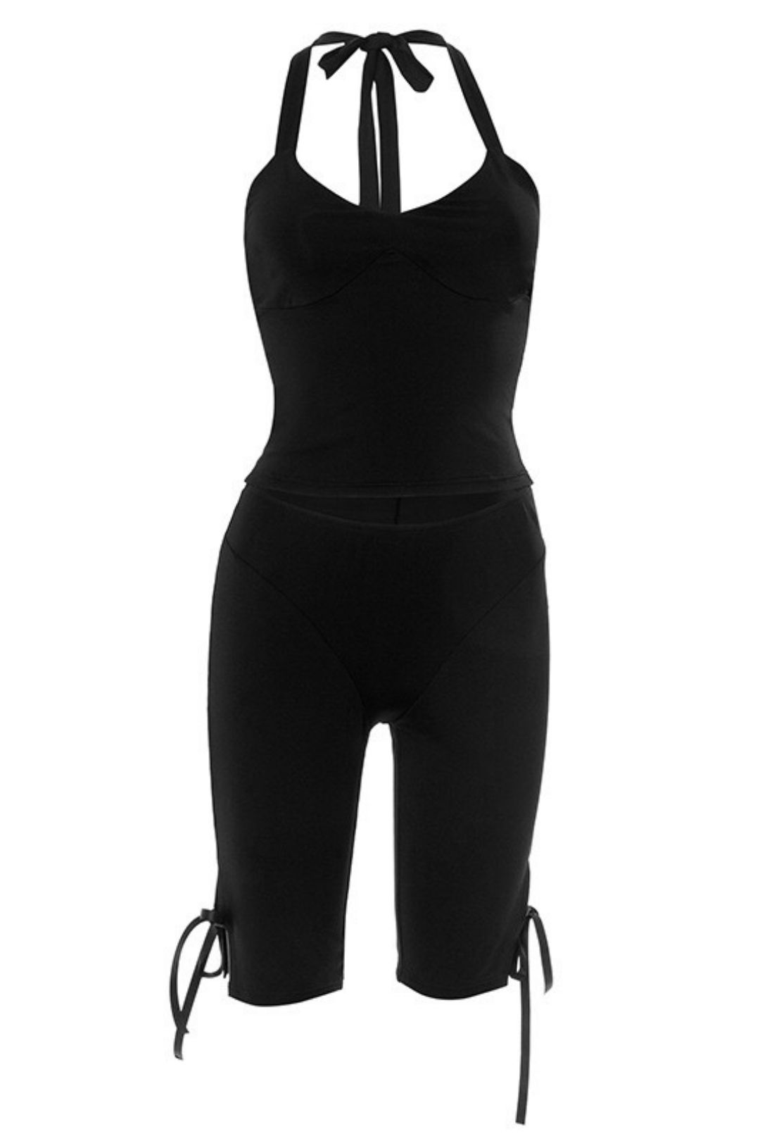 Halter Neck Tie Tube Top Backless Bow Trouser Set