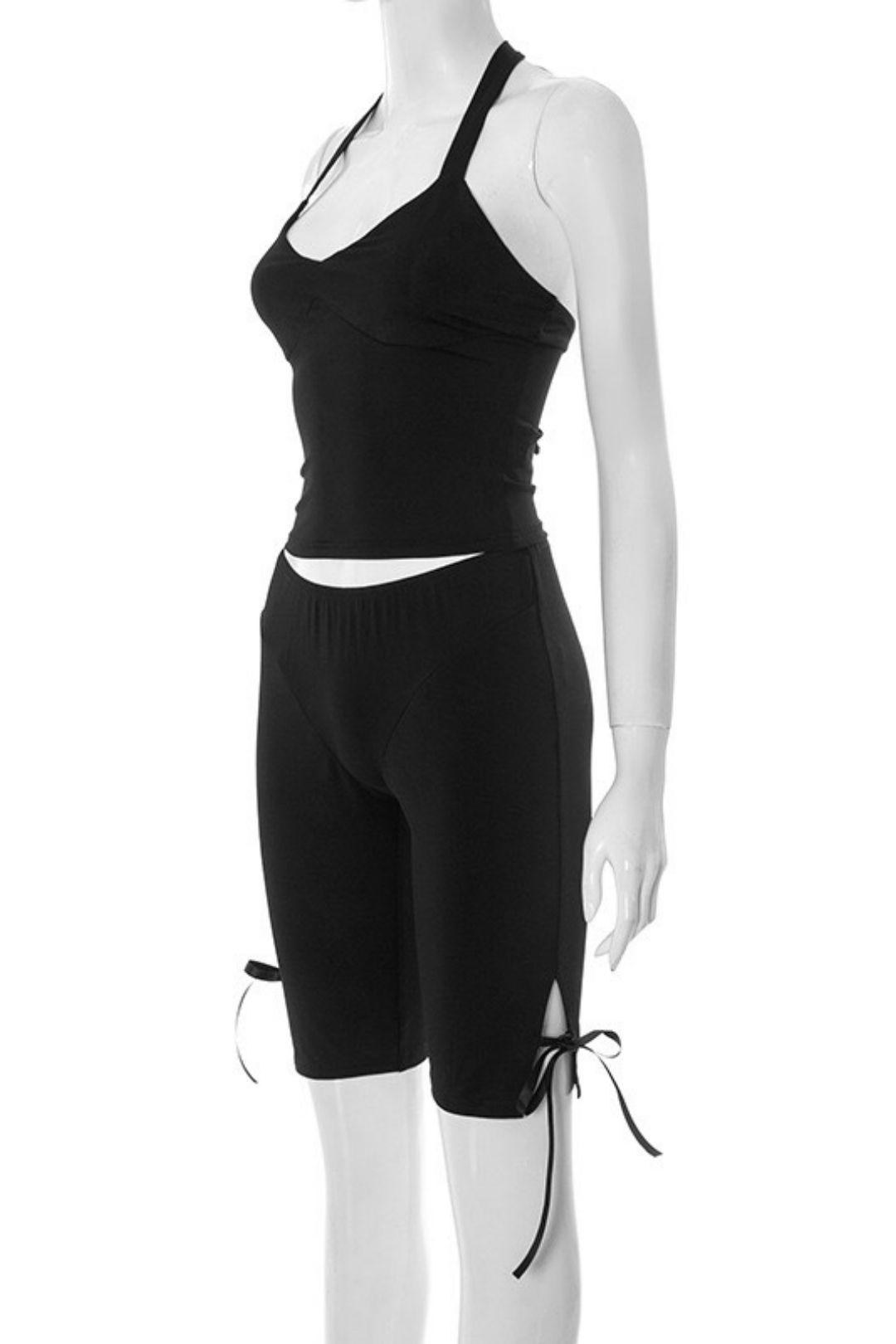 Halter Neck Tie Tube Top Backless Bow Trouser Set