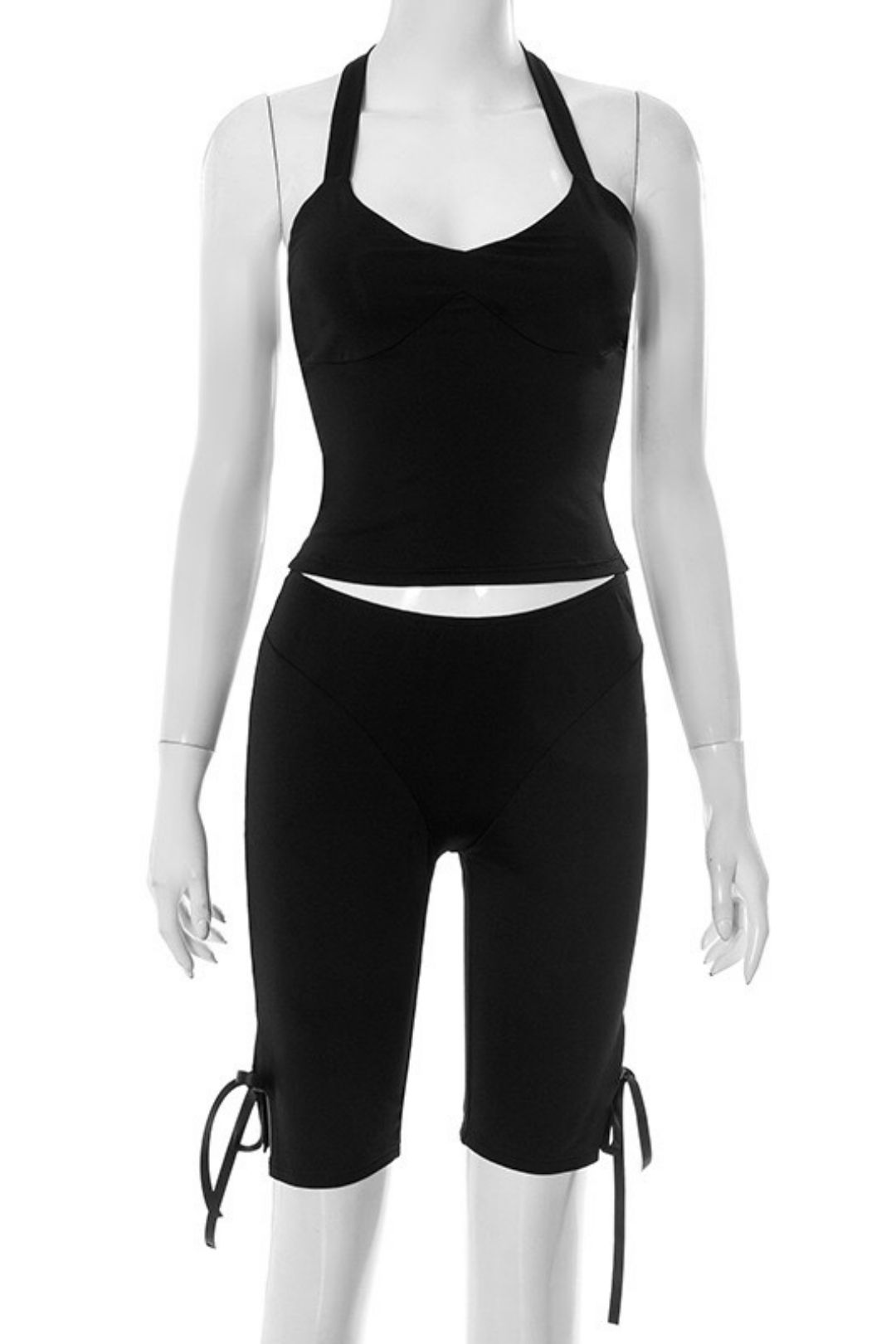 Halter Neck Tie Tube Top Backless Bow Trouser Set