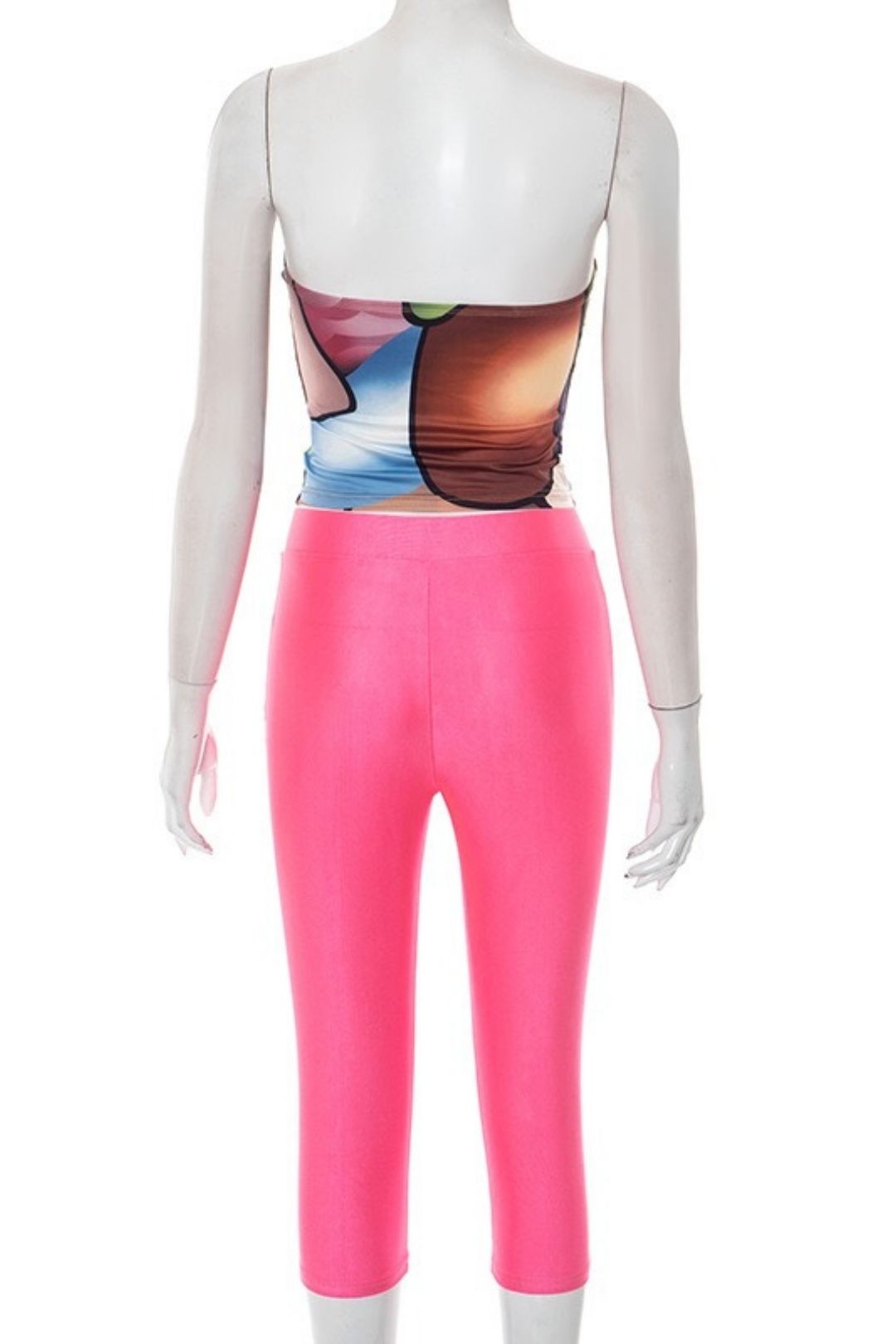 Ring Stitching Hollow Tube Top Cropped Pants Suit