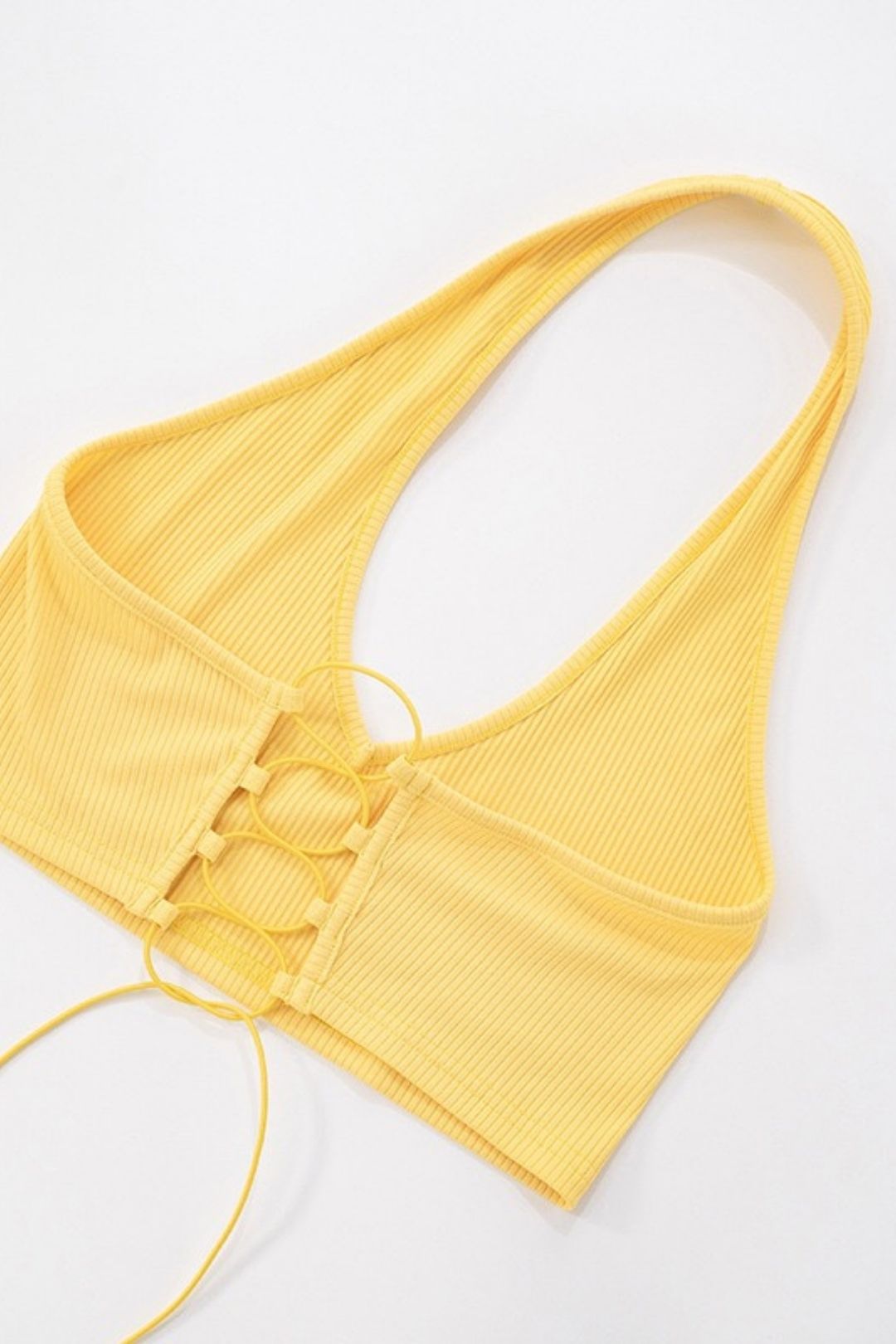 Threaded Halter Neck Hollow Rope Vest Folded High Waist Short Suit