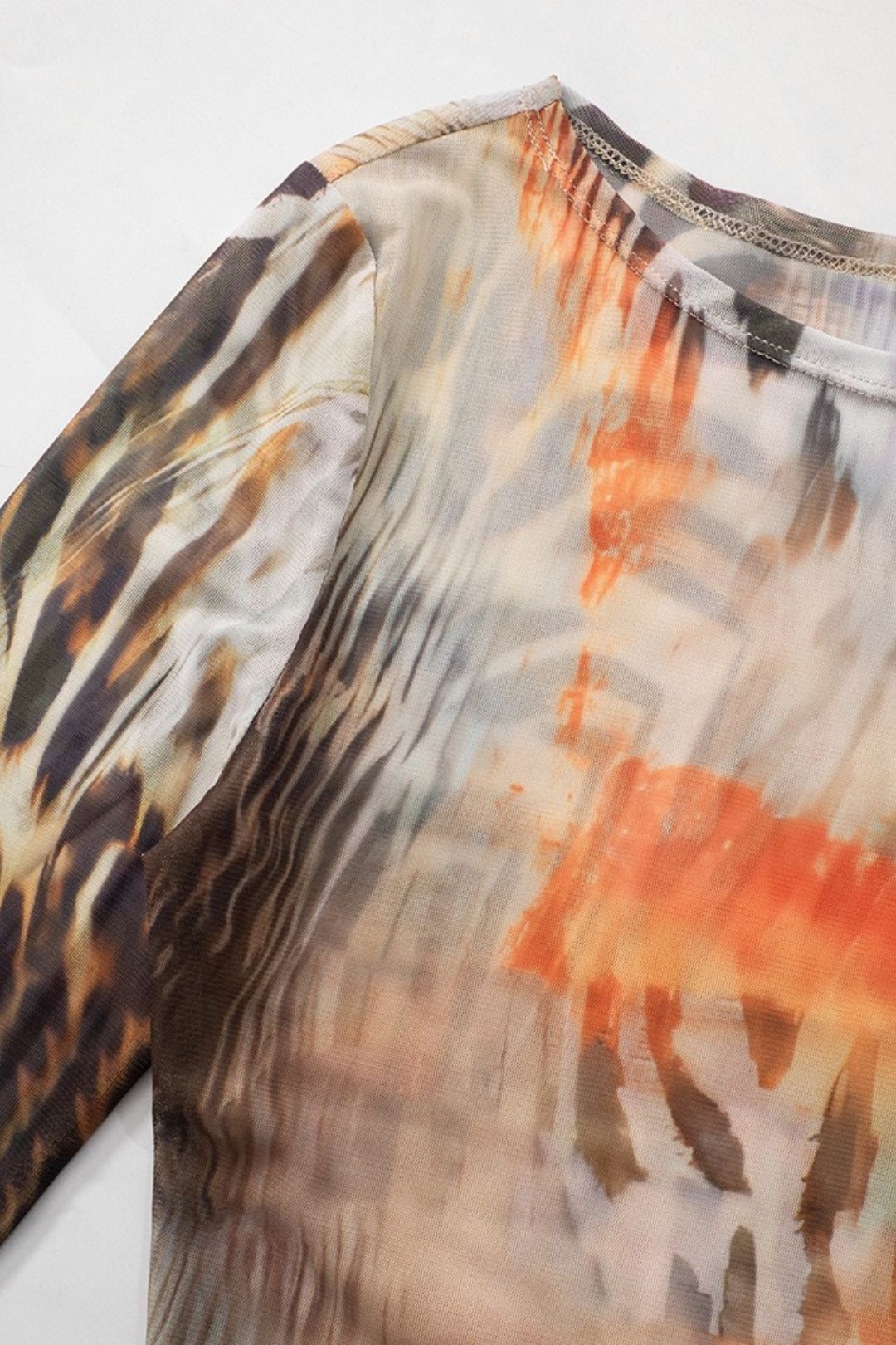 Retro Printed Round Neck Long-sleeved Top