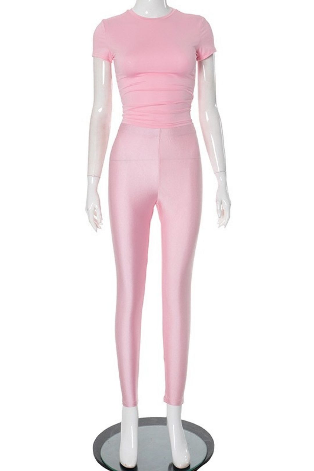 Round Neck Short-sleeved T-shirt Top Tight Trousers Two-piece Suit