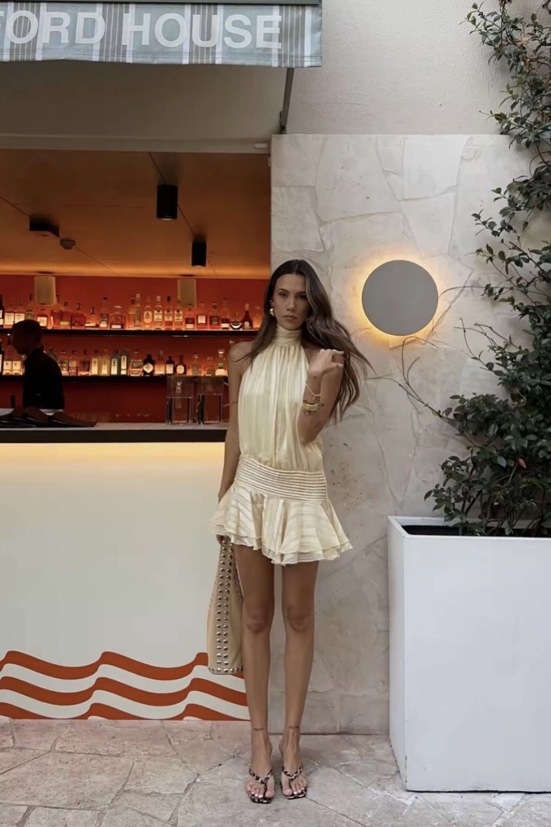 Fashionable Halterneck Satin Dress