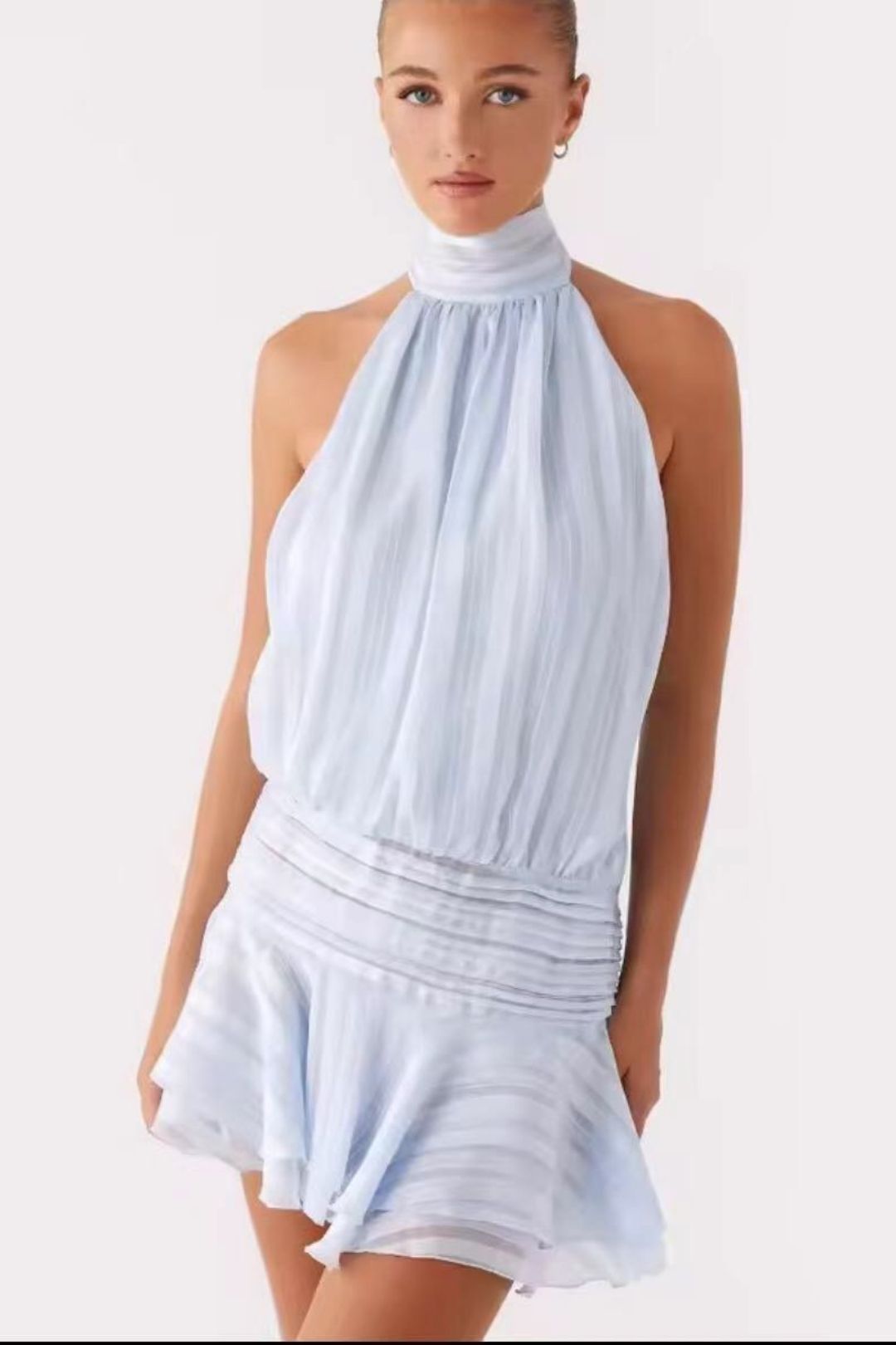 Fashionable Halterneck Satin Dress