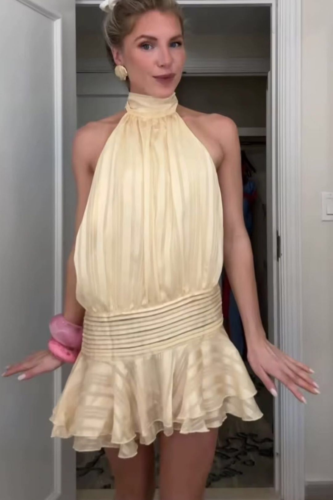 Fashionable Halterneck Satin Dress