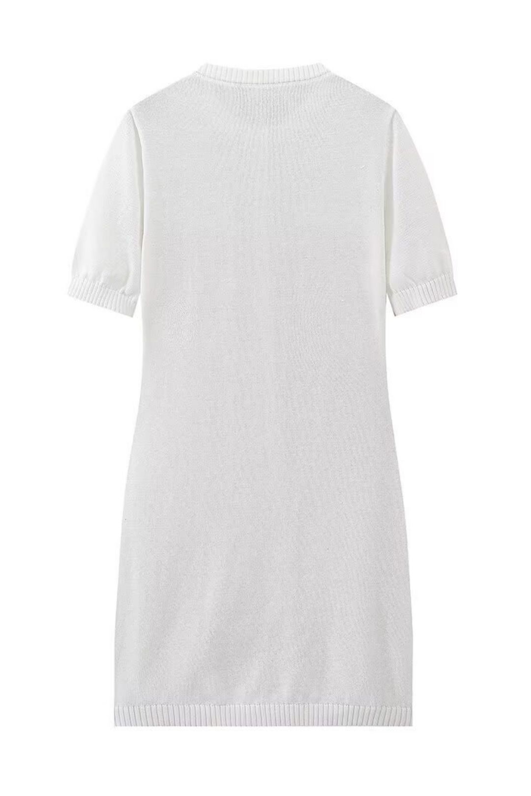 Short-sleeved Button-down Woolen Dress