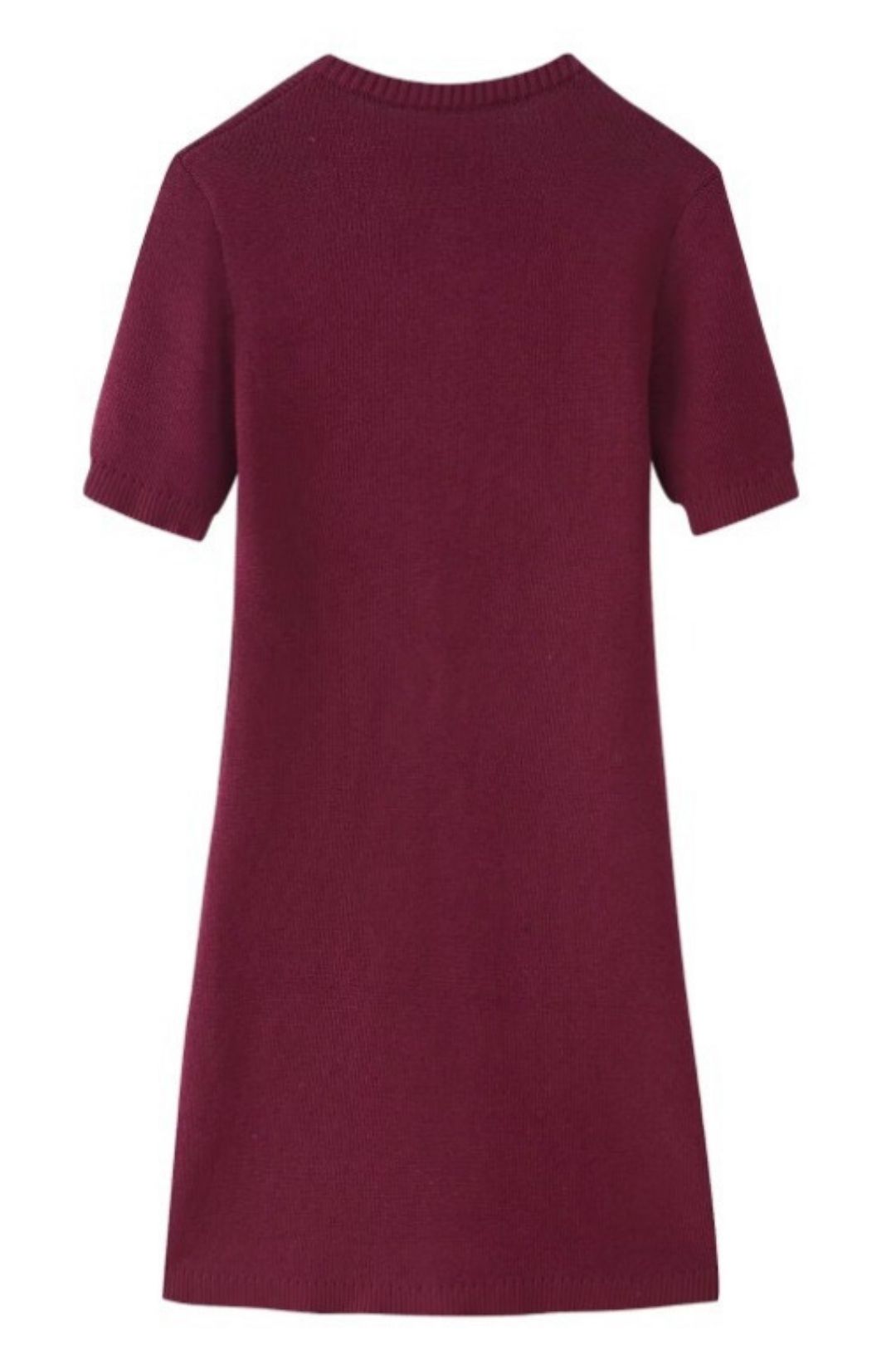 Short-sleeved Button-down Woolen Dress