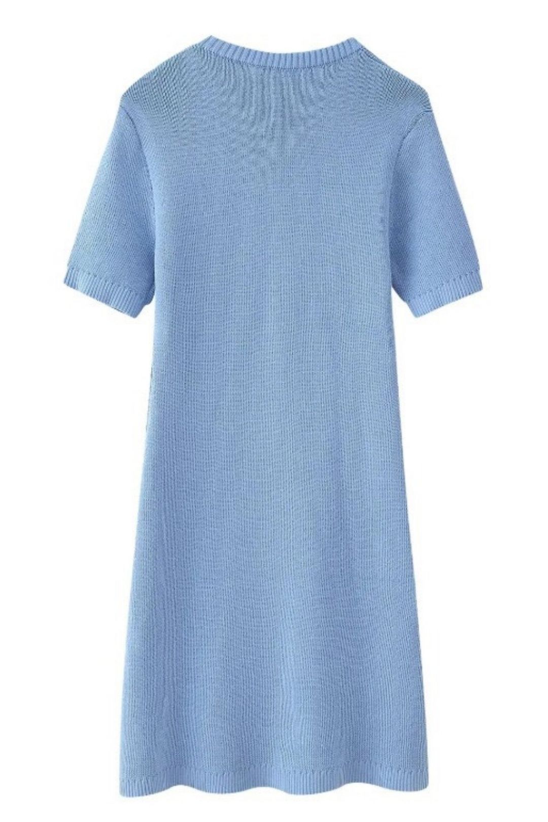 Short-sleeved Button-down Woolen Dress