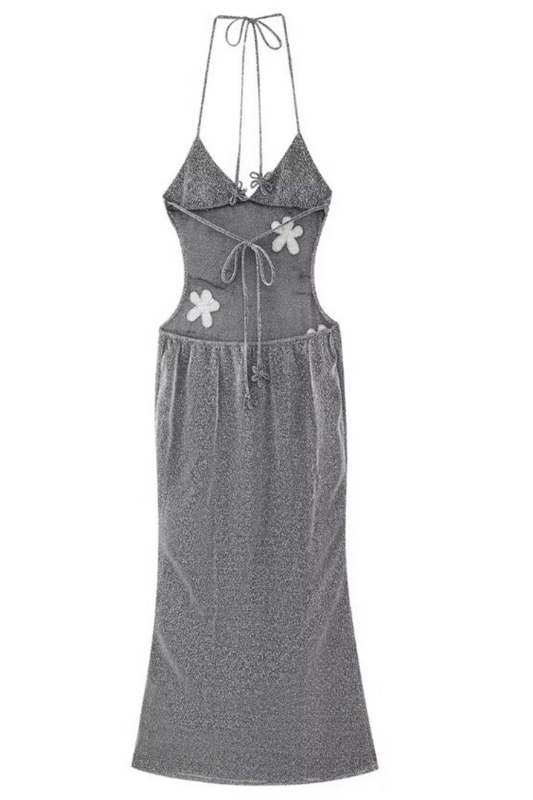 Deep V Suspenders Slim Backless Slightly Transparent Evening Dress