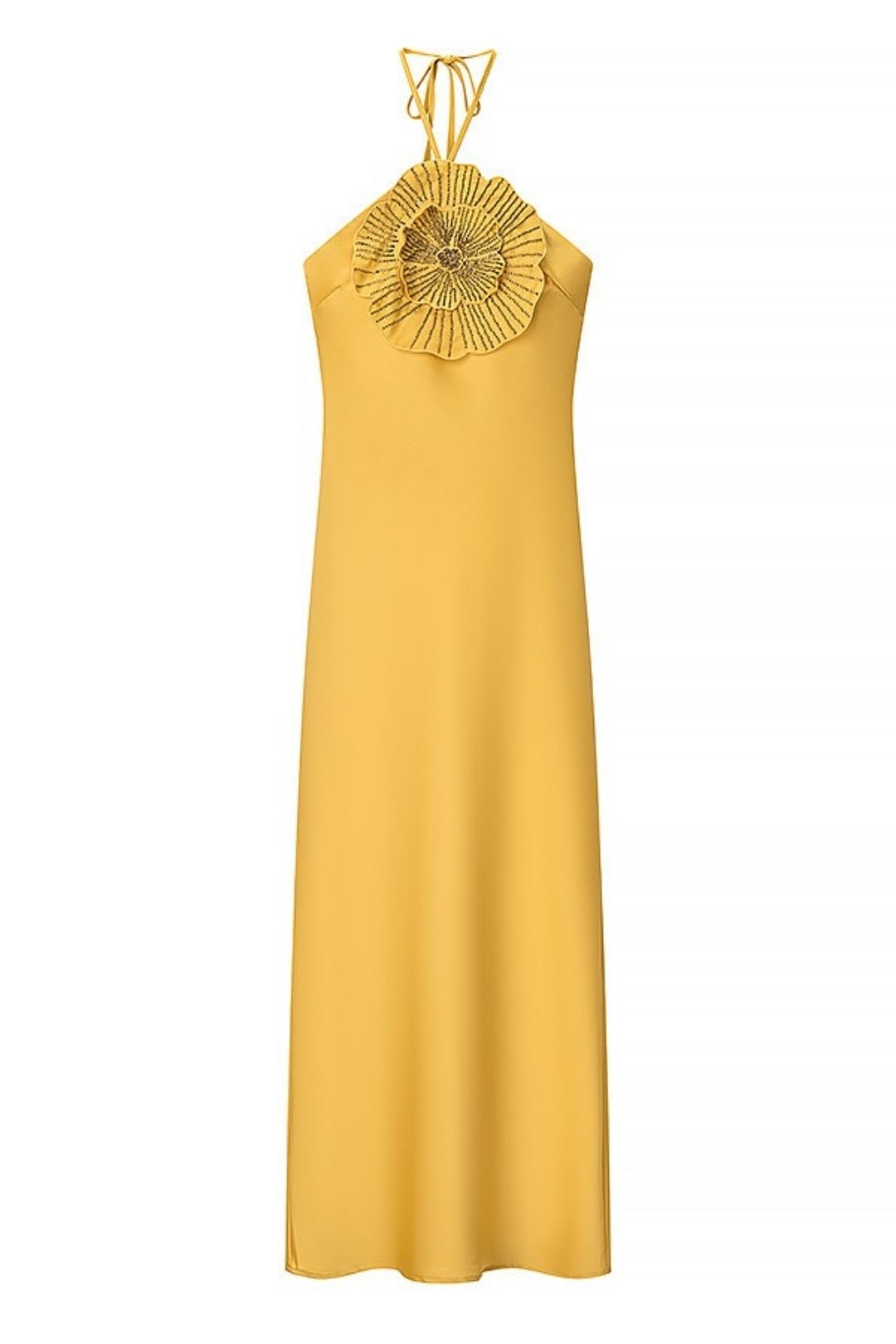 Niche Design Diamond Flower Decoration Halter Neck Dress