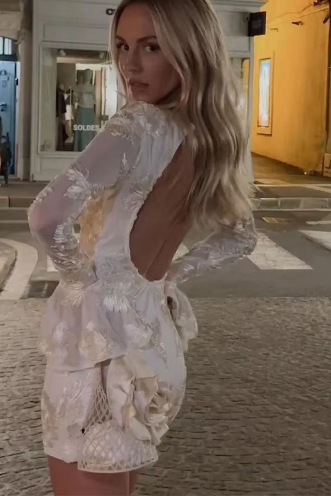 Sexy Dark Pattern Embossed Slim Fit Trumpet Sleeve Dress