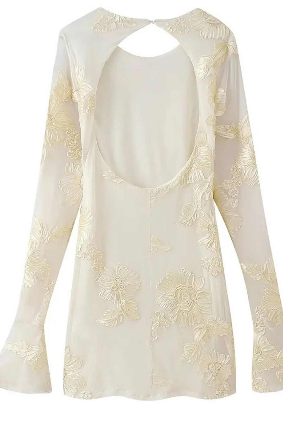 Sexy Dark Pattern Embossed Slim Fit Trumpet Sleeve Dress