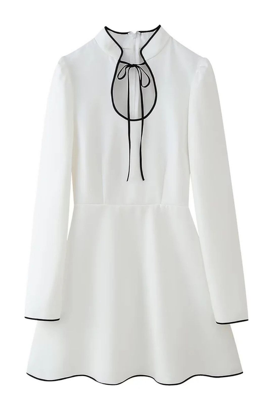 Fashionable Long-sleeved Stand-collar Tie Dress