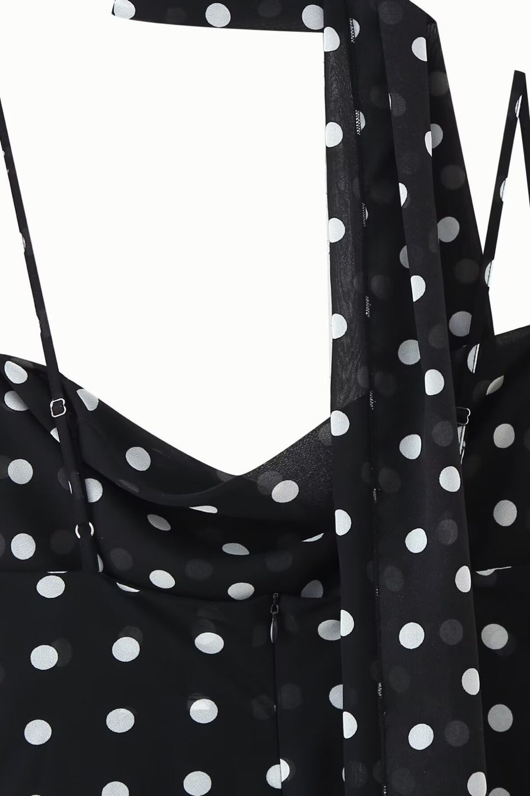 Hottest Polka Dot Scarf-trimmed Dress With Ruffles