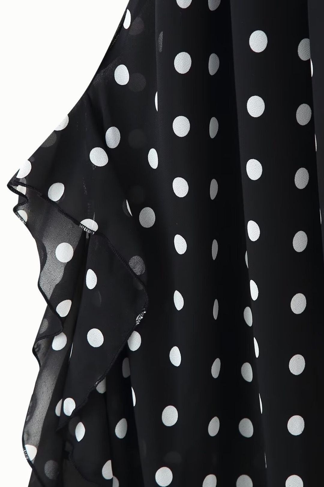 Hottest Polka Dot Scarf-trimmed Dress With Ruffles