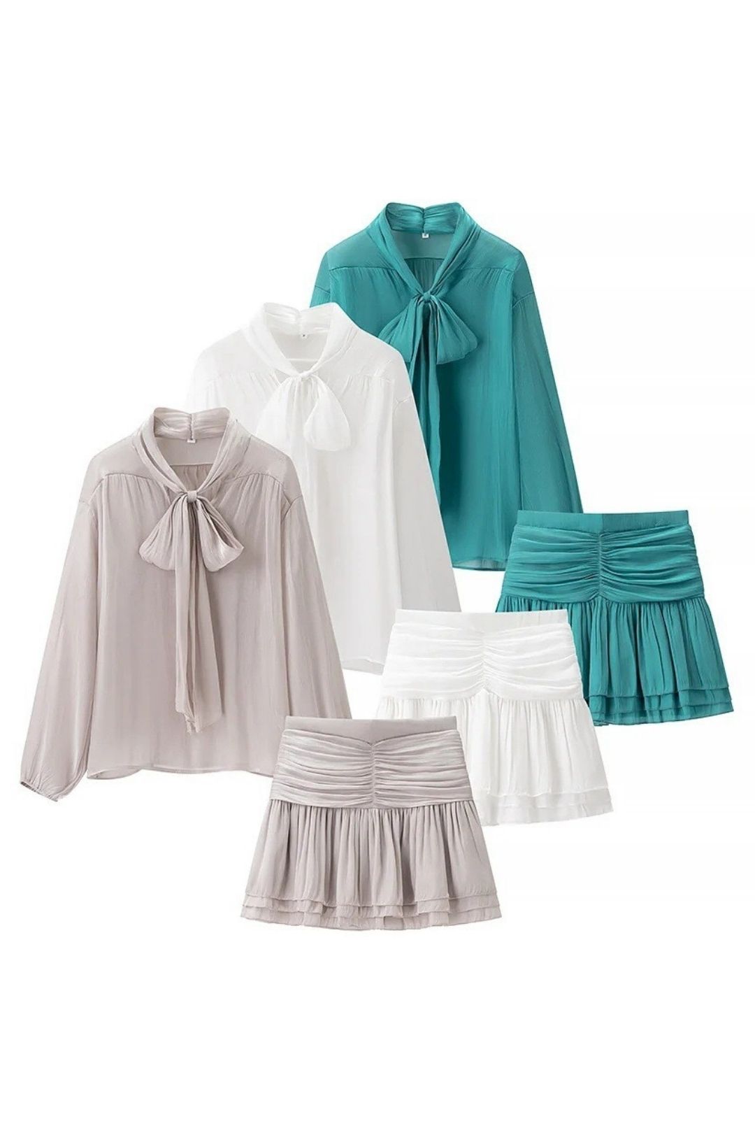 Long-sleeved Shirt Foldable Mini High-waisted Skirt Suit