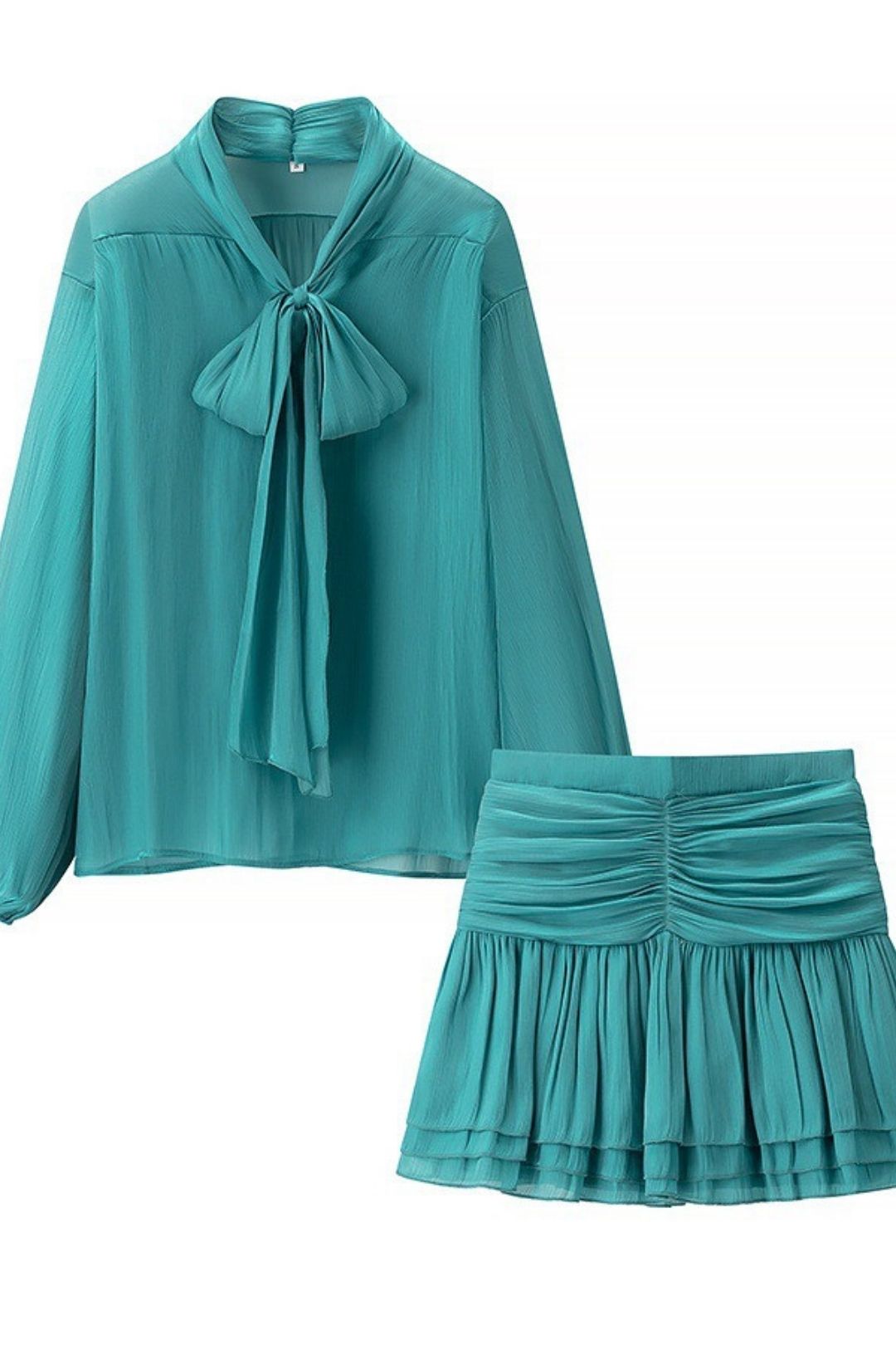 Long-sleeved Shirt Foldable Mini High-waisted Skirt Suit