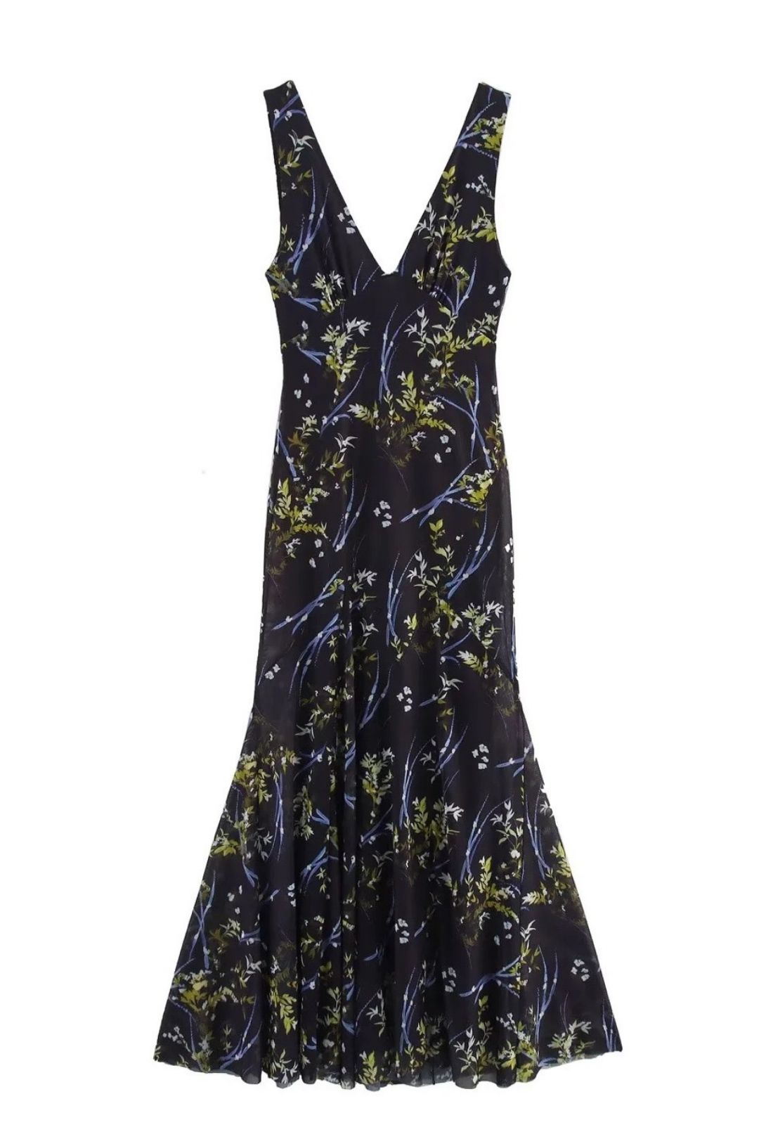 Fashionable Floral Background Sleeveless Waist Dress