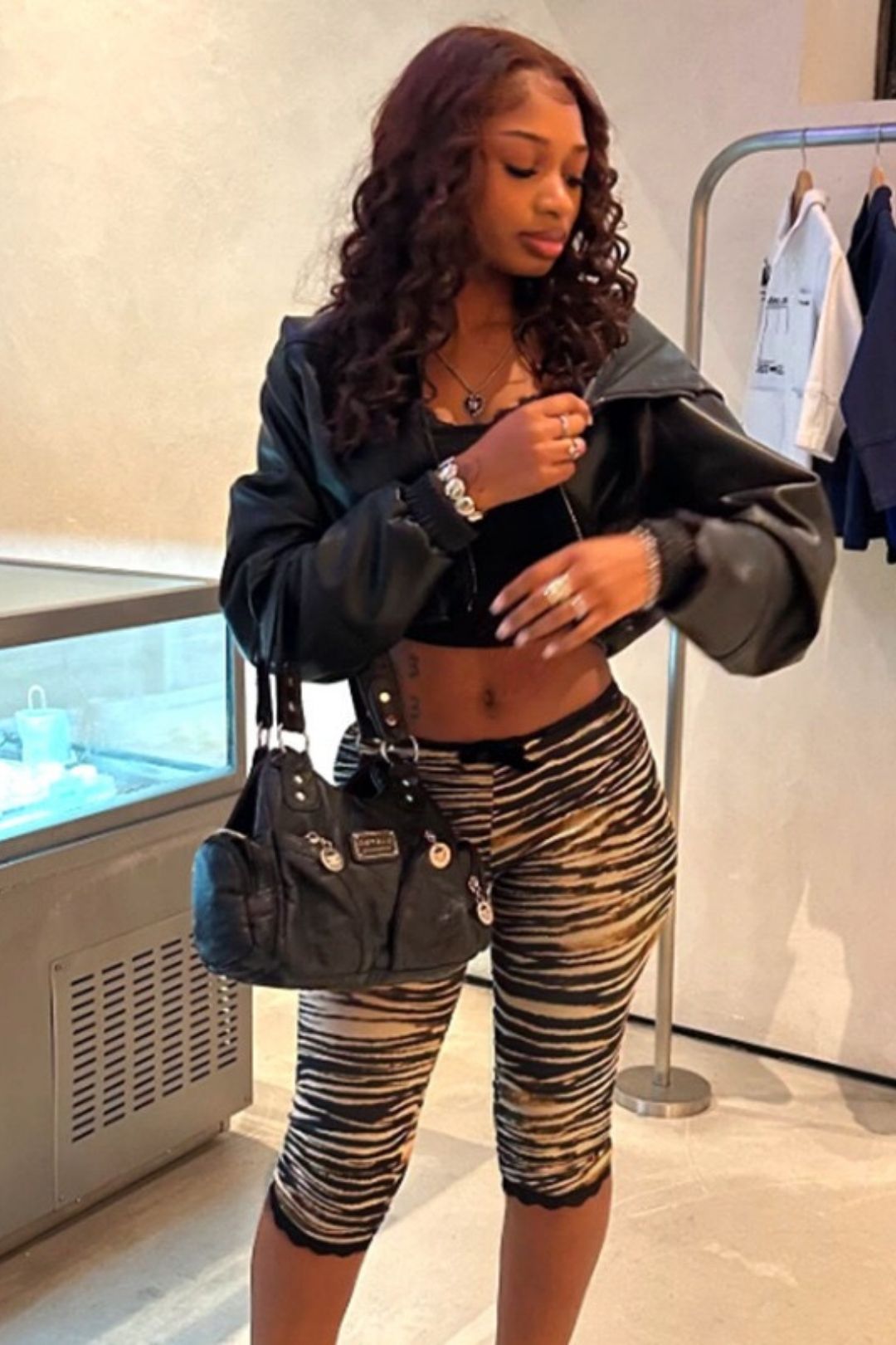 Sexy Hot Girl Lace-trimmed Leopard Print Seven-Point Slim Straight Leg Pants