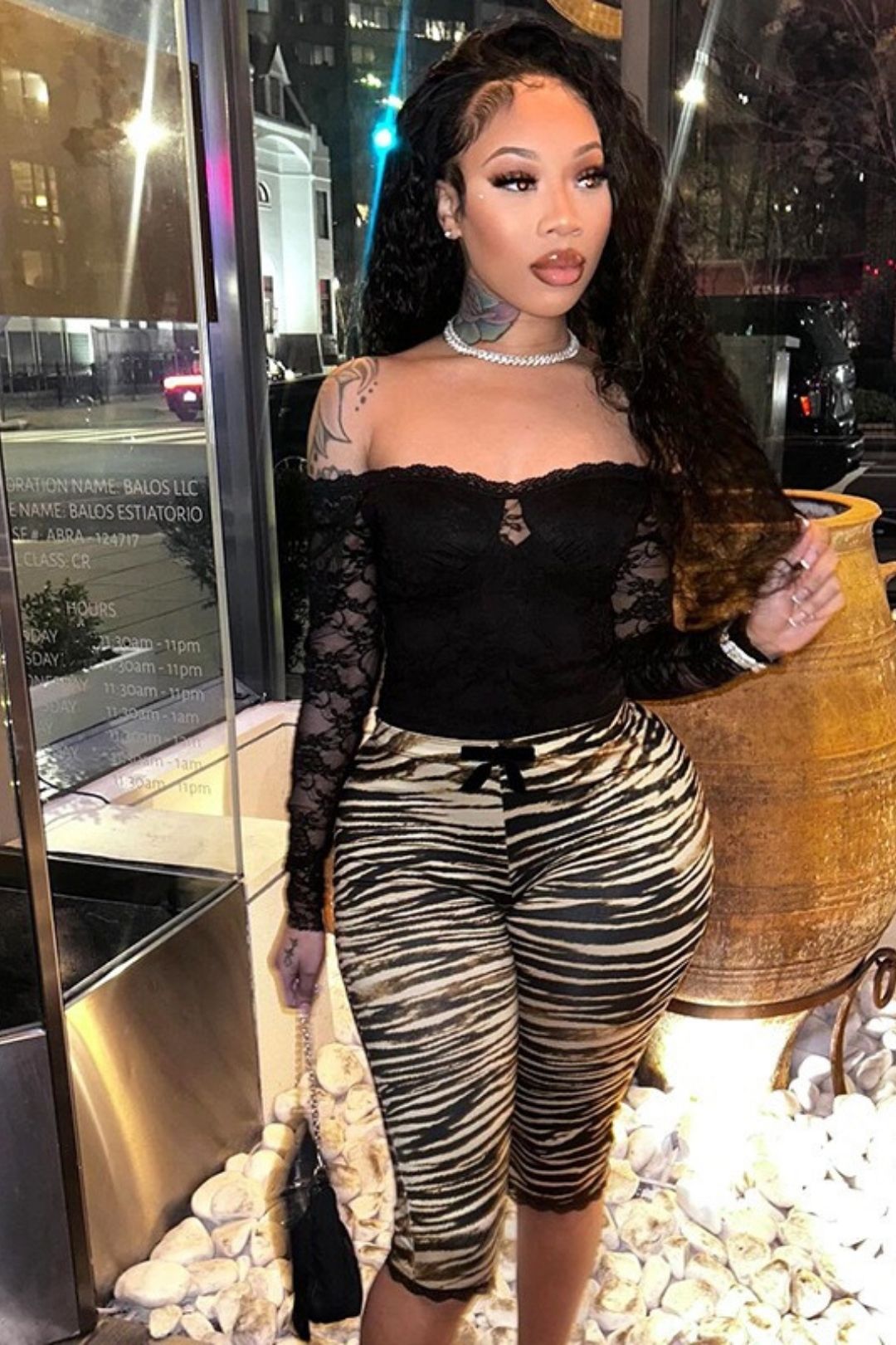 Sexy Hot Girl Lace-trimmed Leopard Print Seven-Point Slim Straight Leg Pants