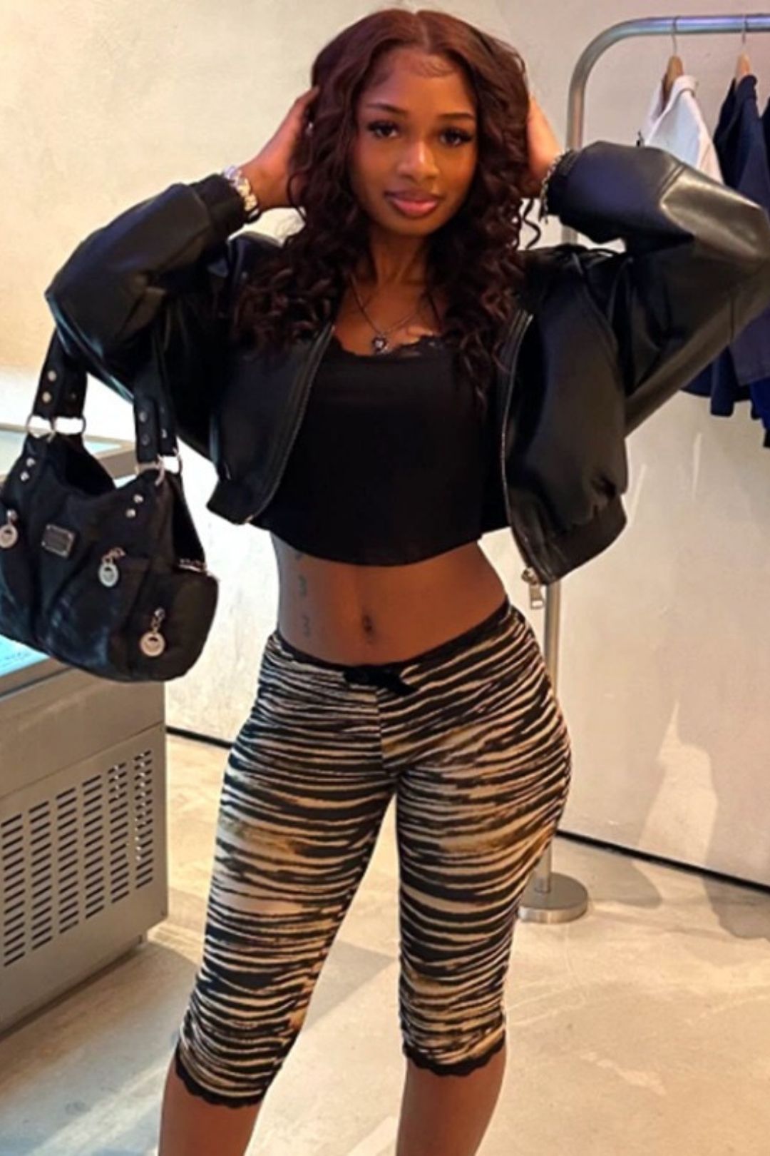 Sexy Hot Girl Lace-trimmed Leopard Print Seven-Point Slim Straight Leg Pants