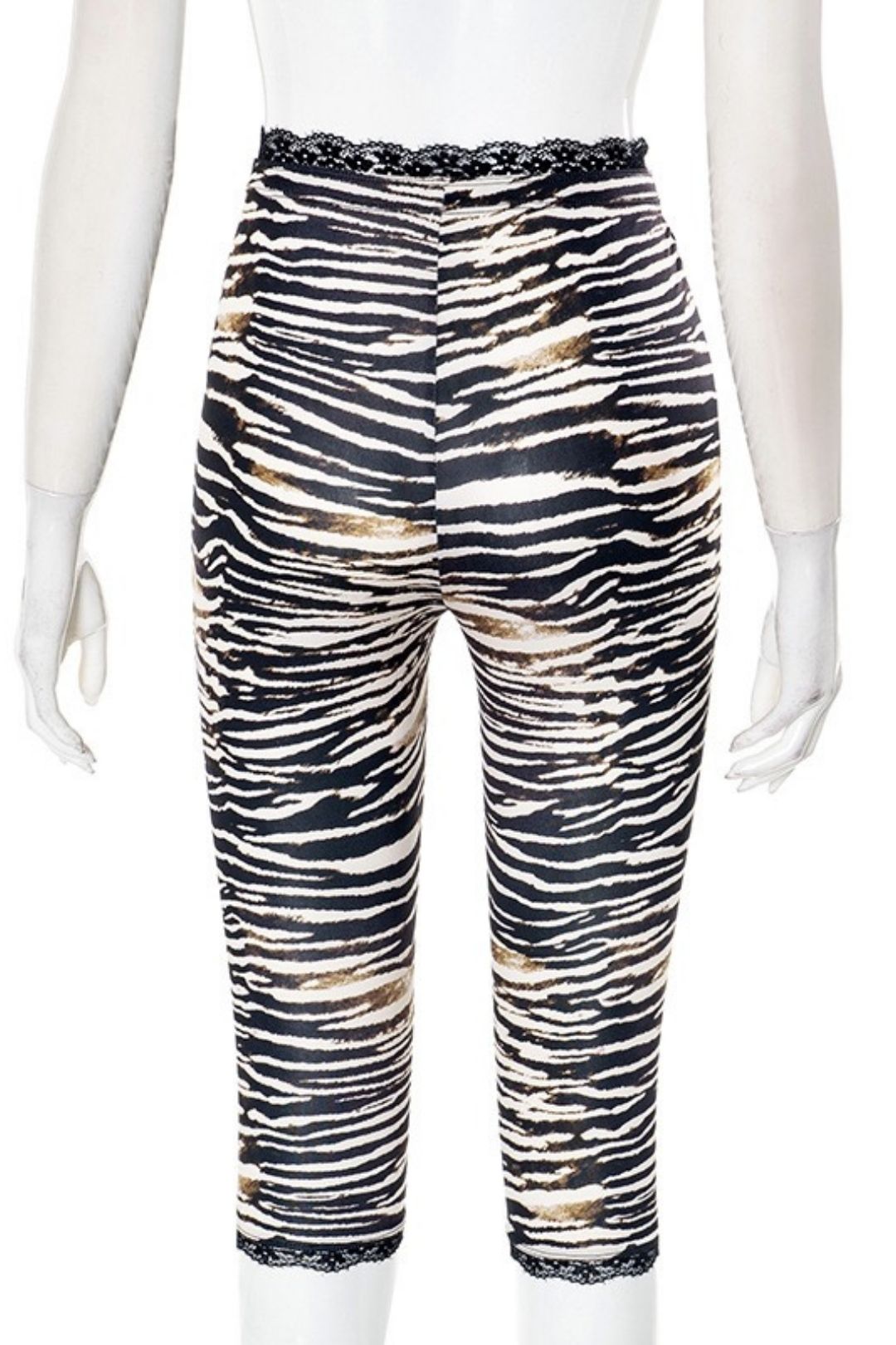 Sexy Hot Girl Lace-trimmed Leopard Print Seven-Point Slim Straight Leg Pants