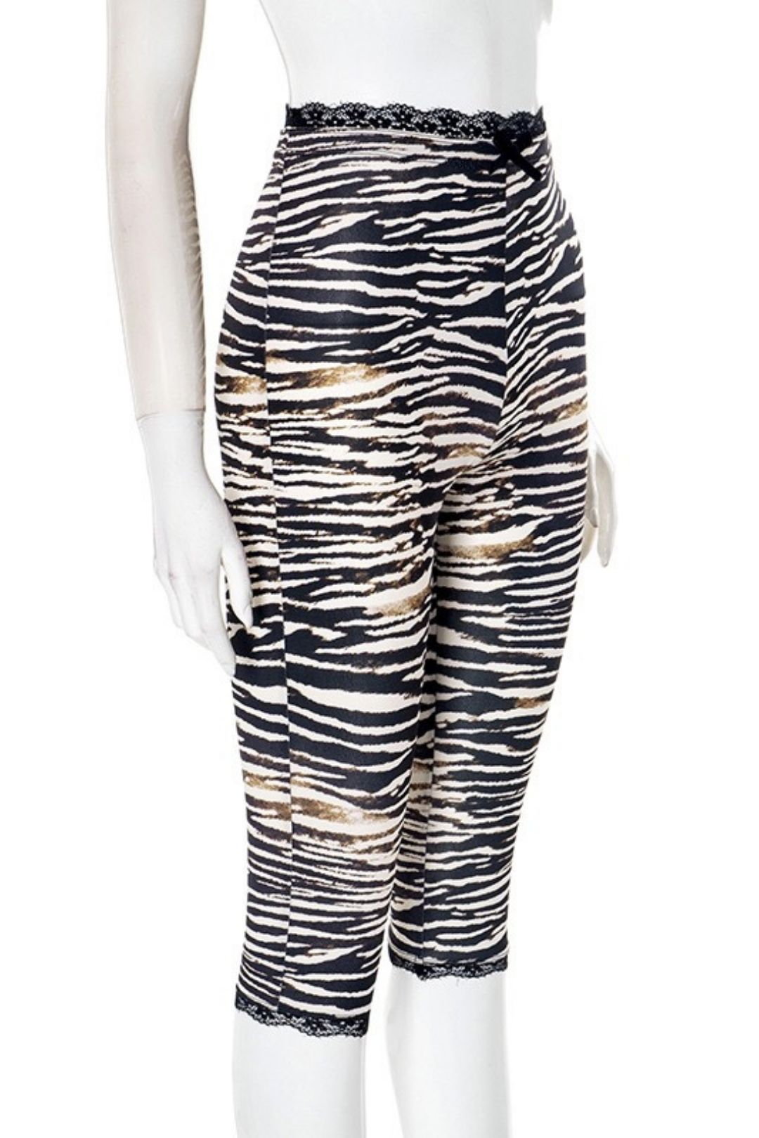 Sexy Hot Girl Lace-trimmed Leopard Print Seven-Point Slim Straight Leg Pants