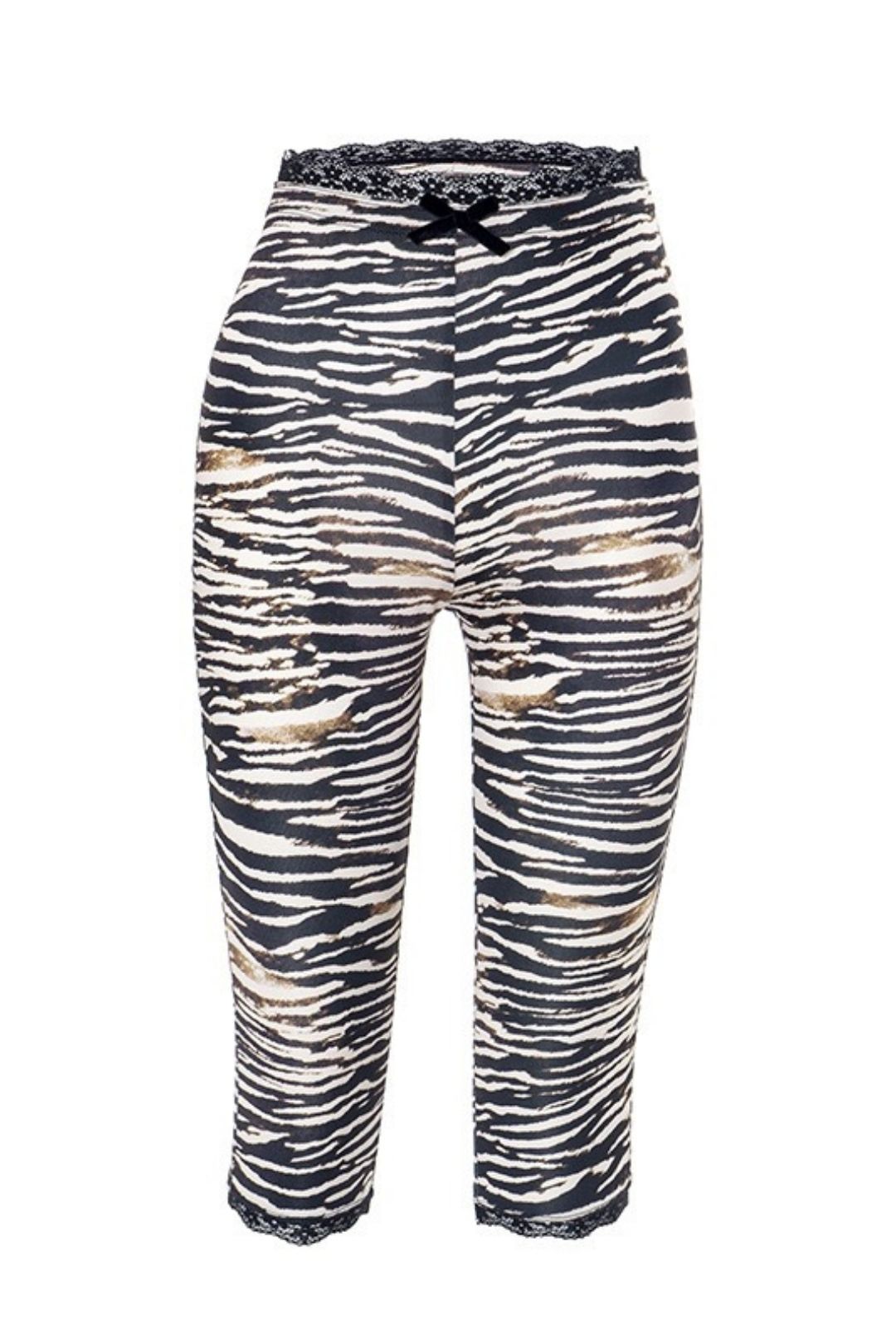 Sexy Hot Girl Lace-trimmed Leopard Print Seven-Point Slim Straight Leg Pants