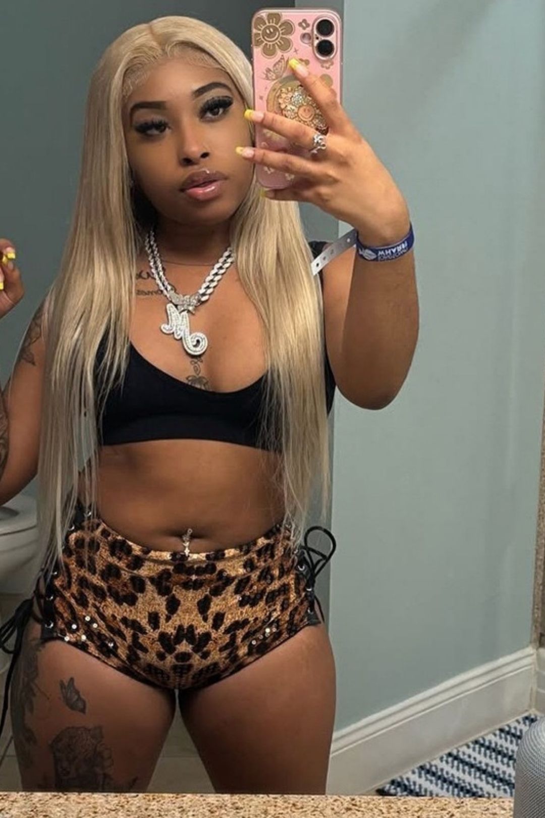 Sexy Slimming Leopard Print Sequin Eyelet Tie-Waist Tight Shorts