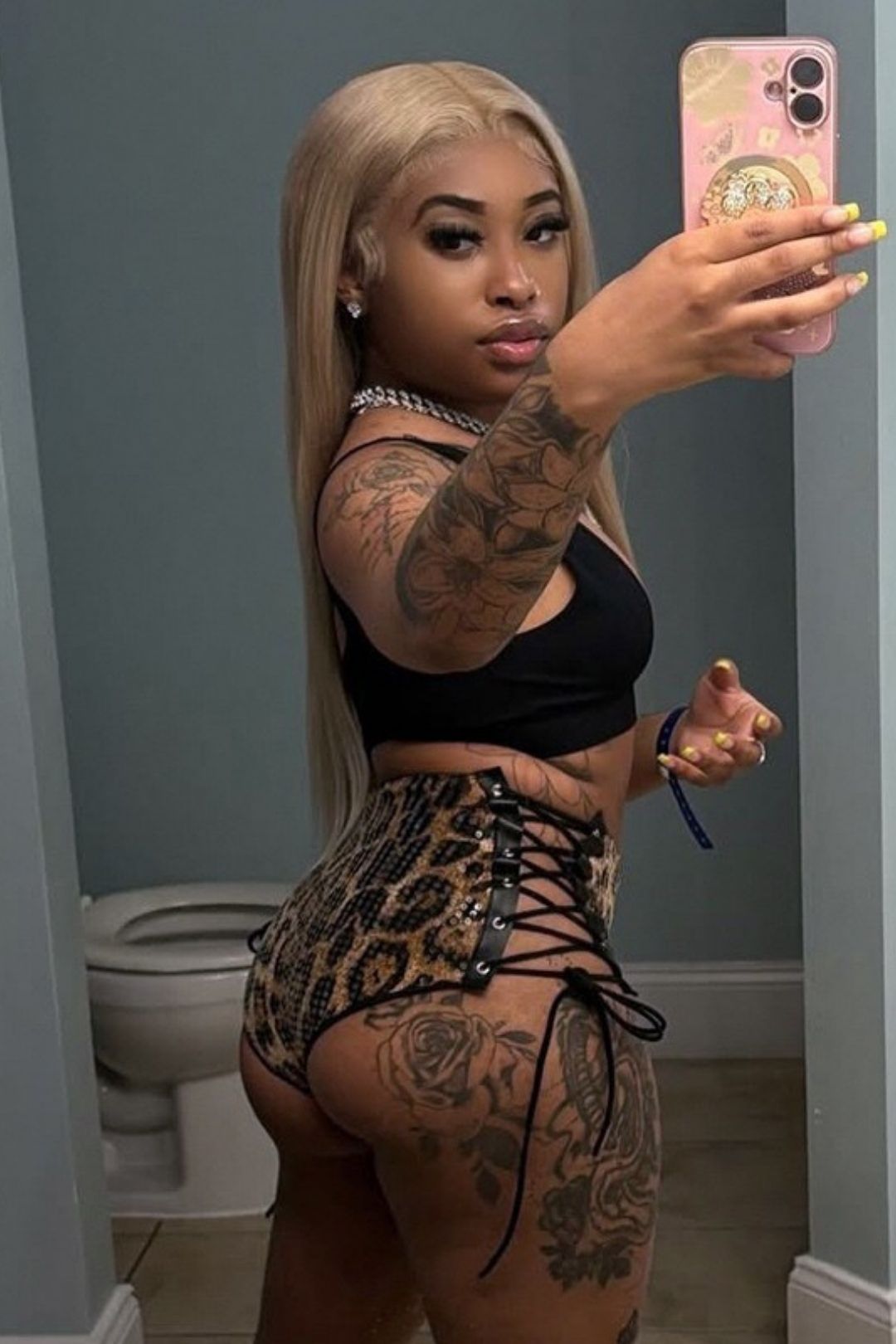 Sexy Slimming Leopard Print Sequin Eyelet Tie-Waist Tight Shorts