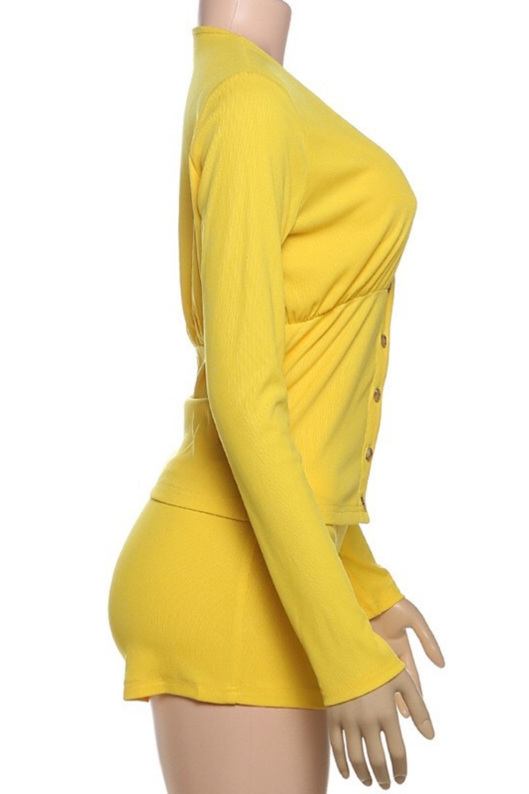 Sexy V-neck Long-sleeved Top And High-waisted Hip-lifting Shorts Casual Suit