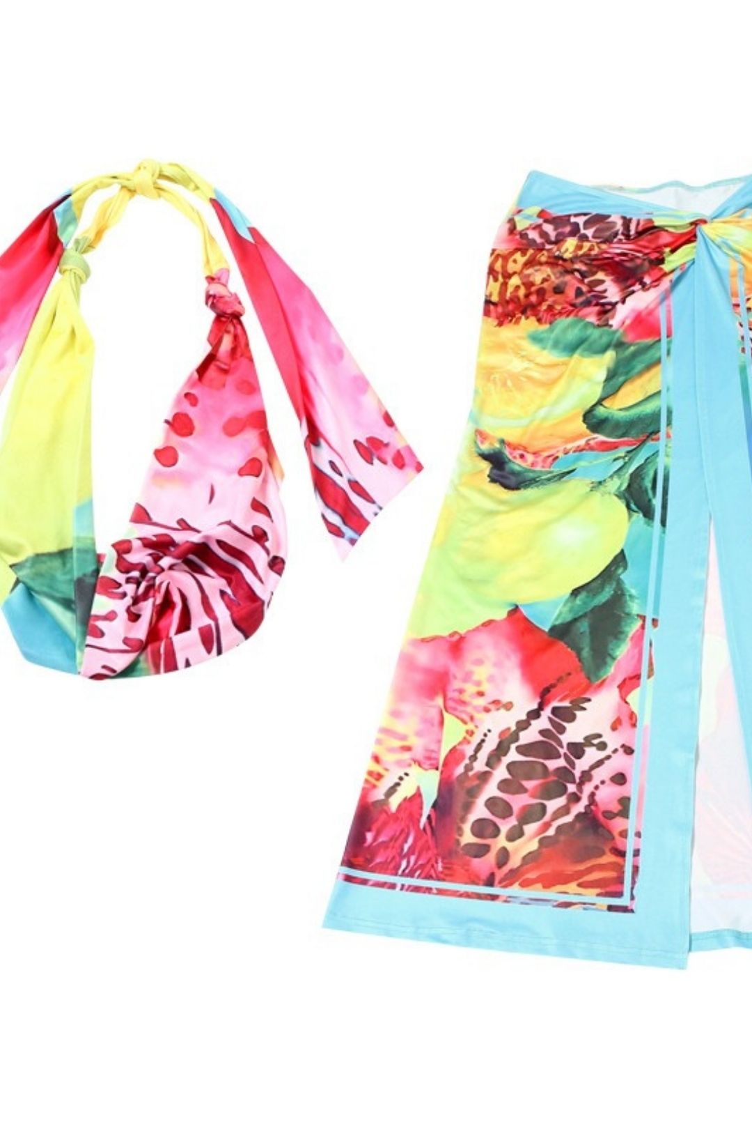 Sexy Halter Neck Backless Top And Slit Skirt Set