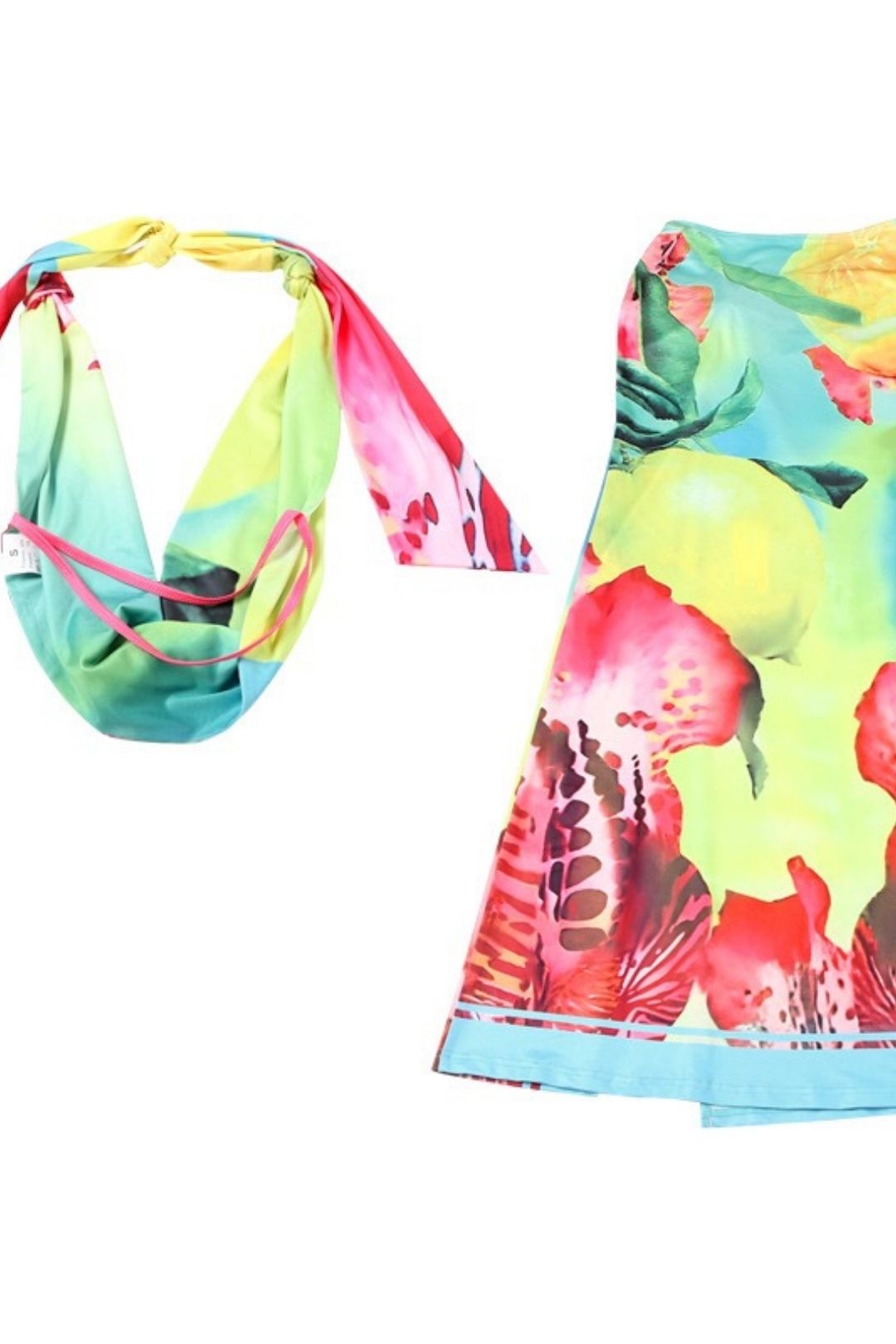 Sexy Halter Neck Backless Top And Slit Skirt Set