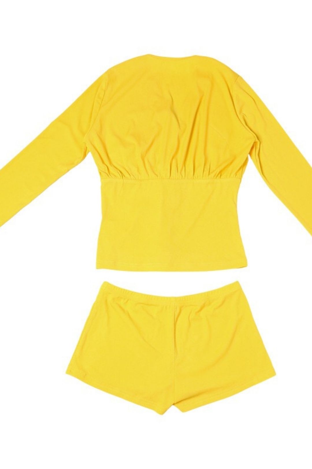 Sexy V-neck Long-sleeved Top And High-waisted Hip-lifting Shorts Casual Suit