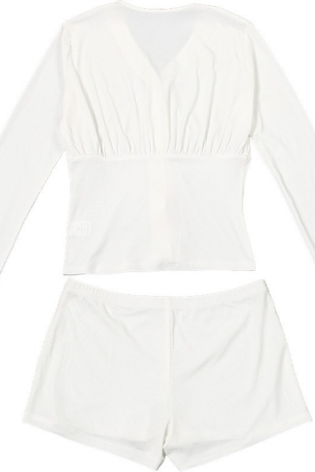 Sexy V-neck Long-sleeved Top And High-waisted Hip-lifting Shorts Casual Suit