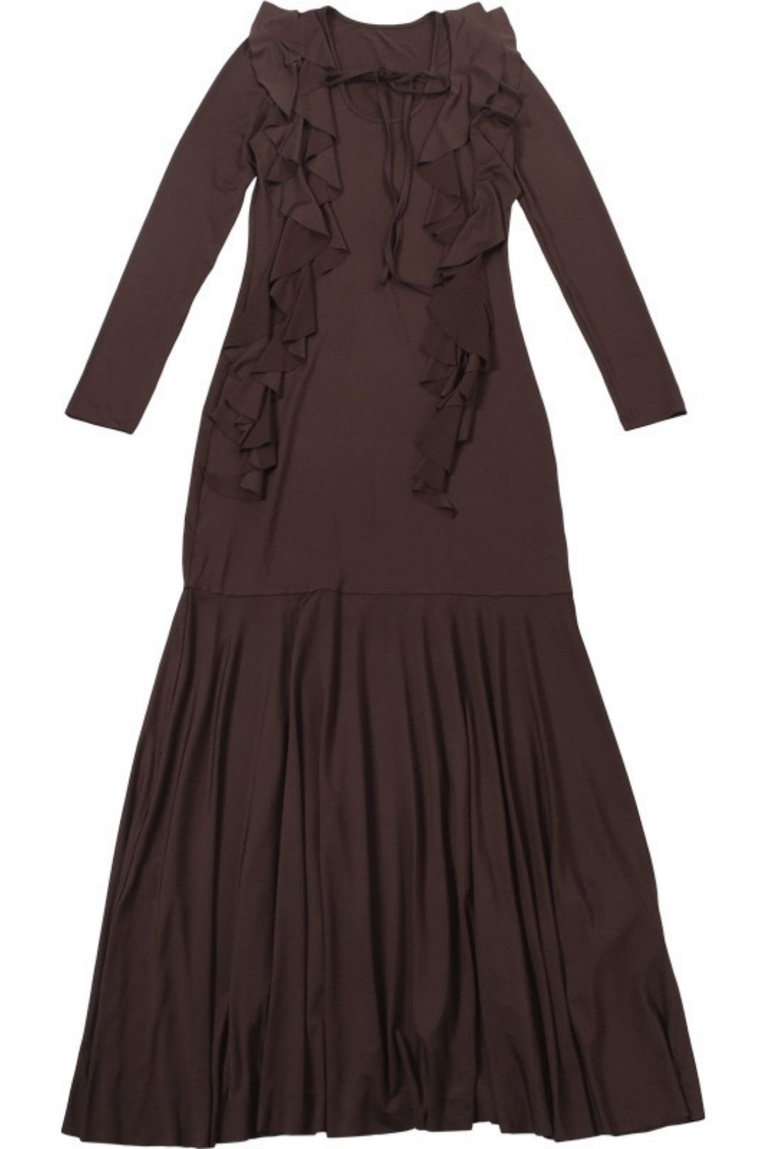 Elegant Slim-fit Hip-hugging Ruffle Long Sleeve Dress