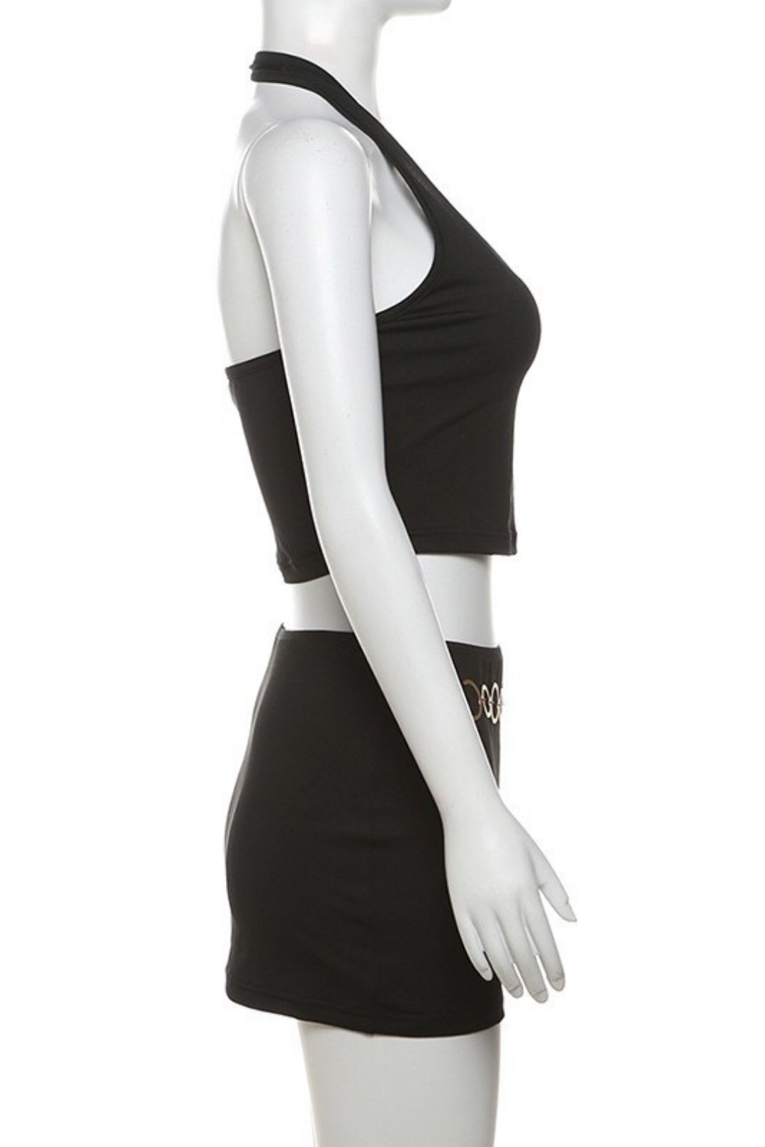 Sexy Hot Girl Backless Halter Neck Top High Waist Hip-hugging Short Skirt Set